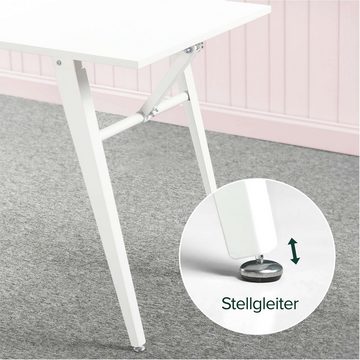 ZINUS Schreibtisch LINDY Weißer Computertisch mit Stahlrahmen und Klappbaren Beinen
