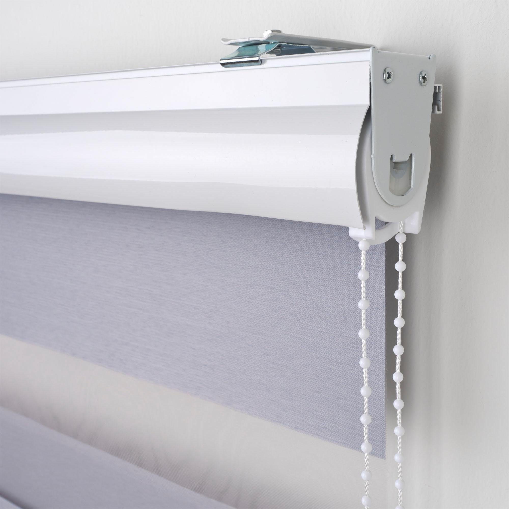 Doppelrollo DUO-Rollo mit 20 cm Streifen, Liedeco, Lichtschutz, mit Bohren, verschraubt, im Fixmaß