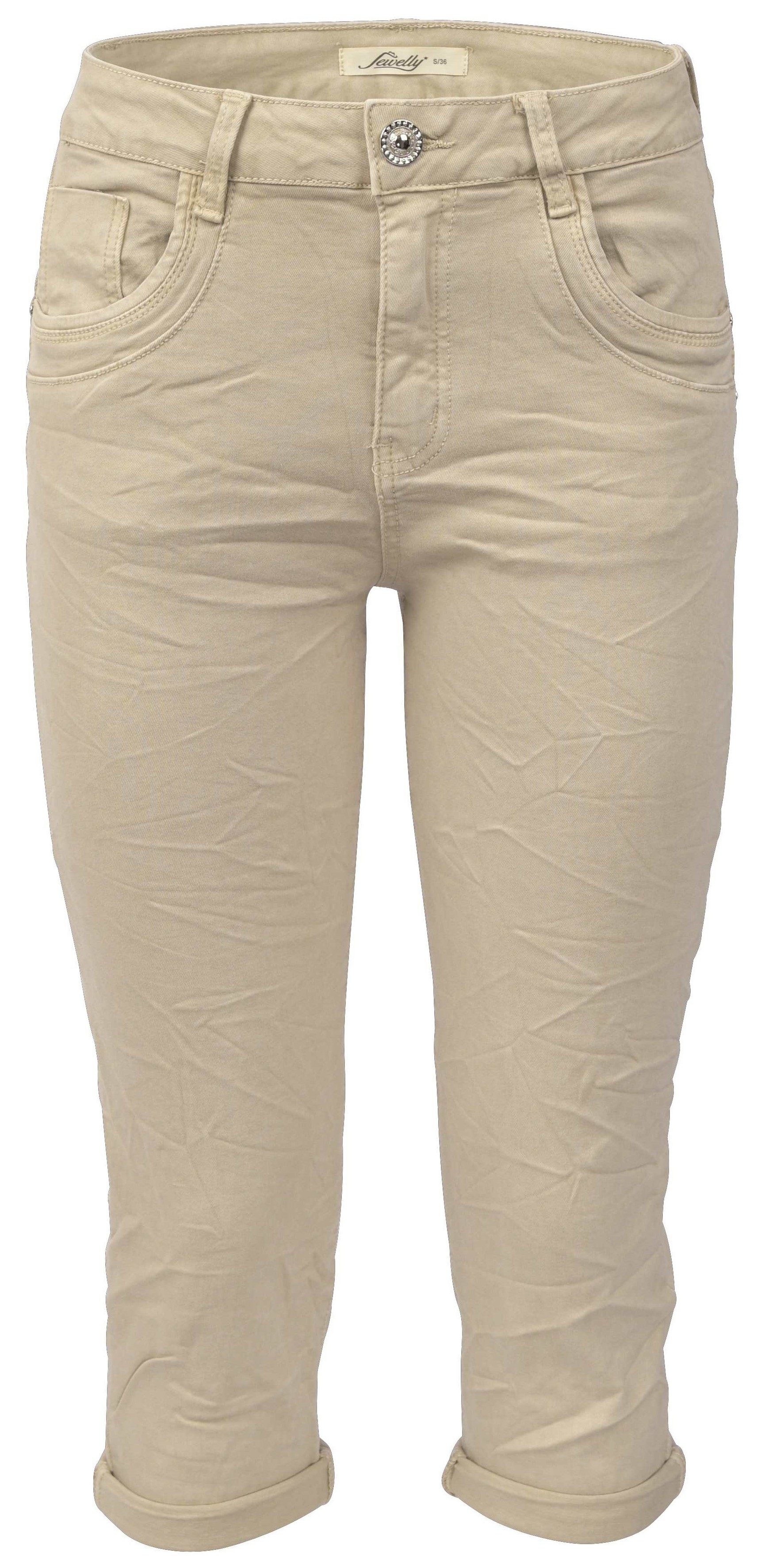 Jewelly Regular-fit-Jeans Capri Jeans im Crash-Look, günstig online kaufen
