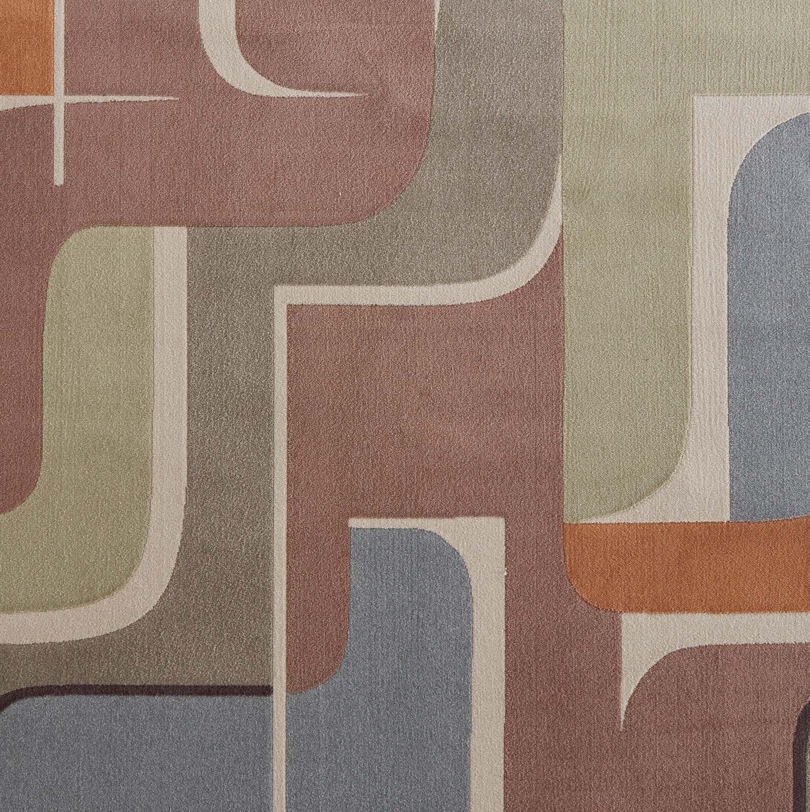 TaraCarpet Teppich Tara Carpet Teppich Mesina Pop, rechteckig, Höhe: 7 mm, Retro Teppich in braun blau orange grün creme Pop Art 120x170