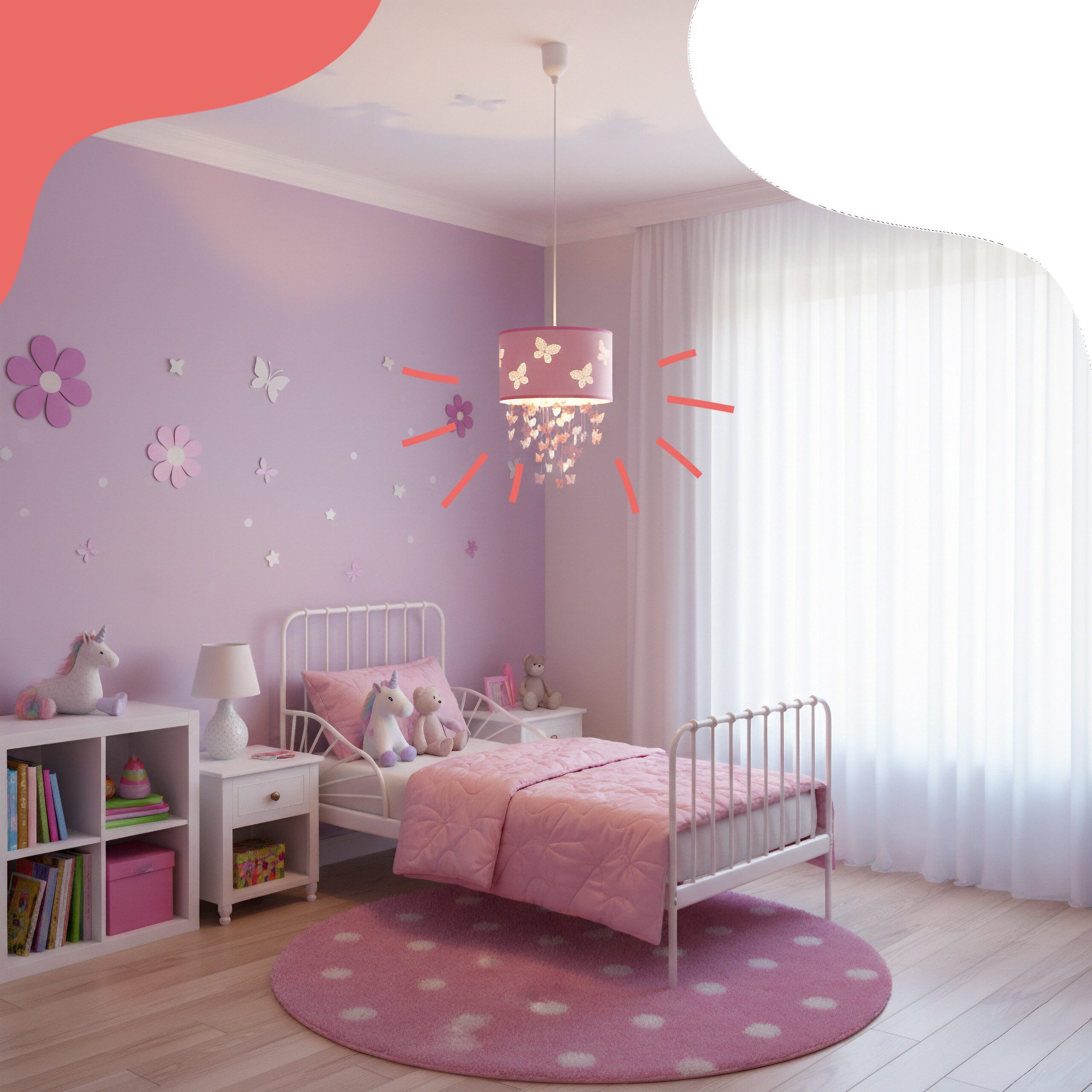 relaxdays Hängeleuchte Hängelampe Kinderzimmer Schmetterlinge günstig online kaufen