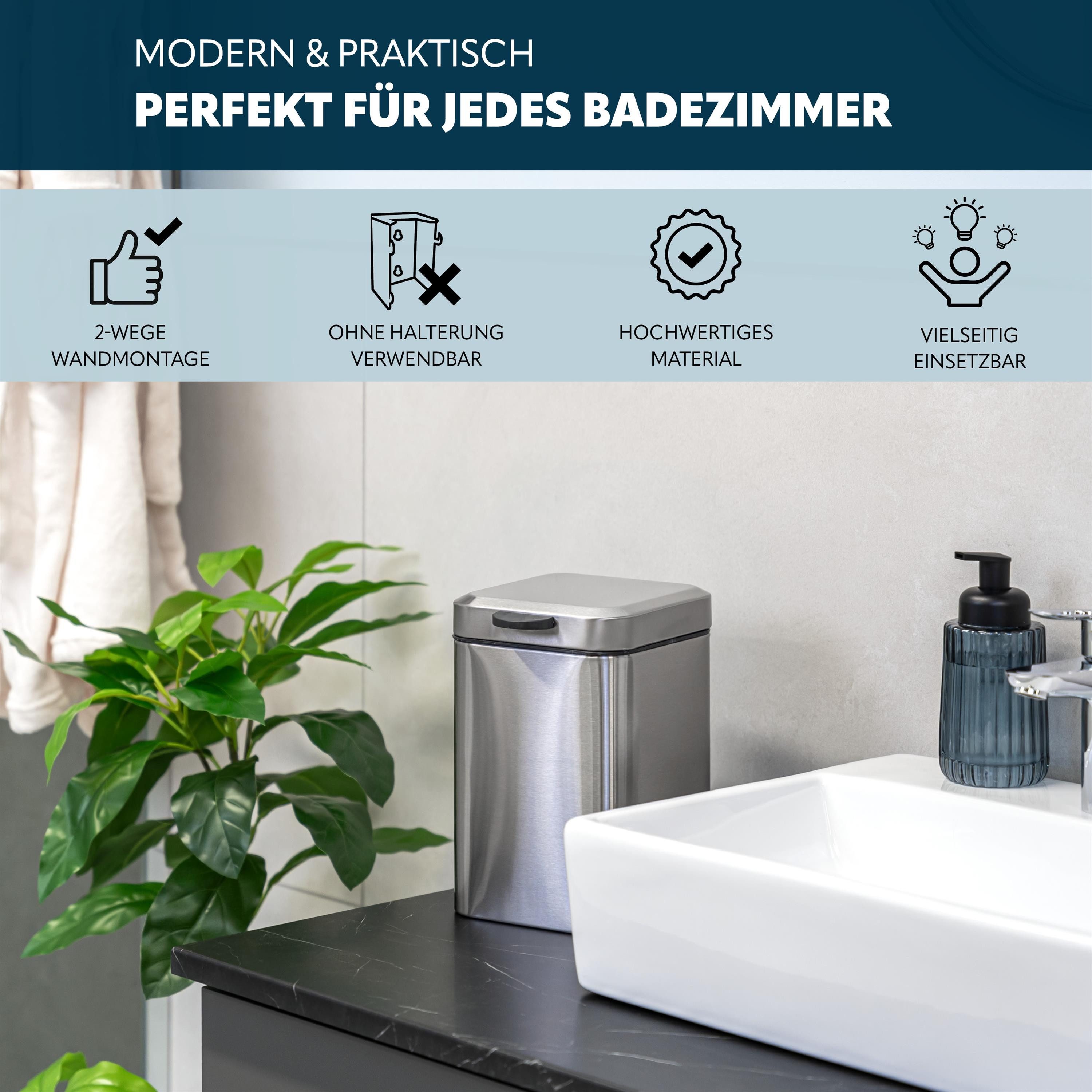 bremermann Kosmetikeimer Wand-Kosmetikeimer, 3 Liter Fassungsvermögen, eckig