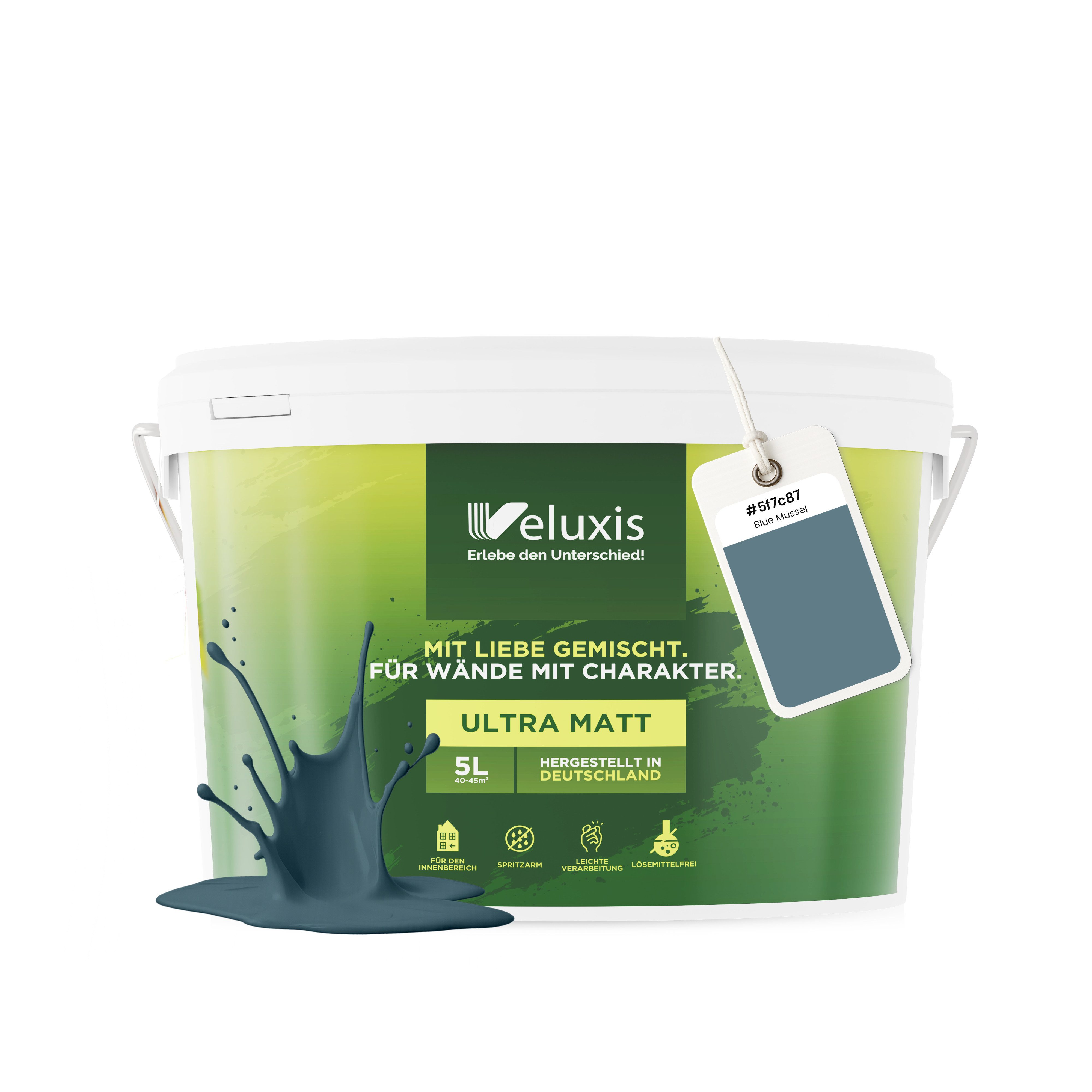 Veluxis Wandfarbe Veluxis® Wandfarbe Universal, Deckkraft-Klasse 1, Streifenfrei, tropfarm & VOC-frei