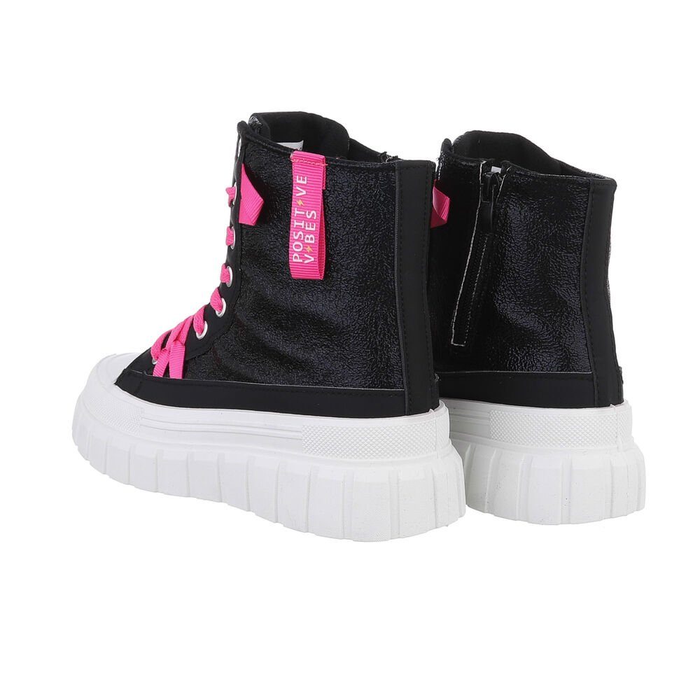 Ital-Design Damen High-Top Freizeit Sneakerboots (85255512) Flach Sneakers High in Schwarz – Bild 3 von 4
