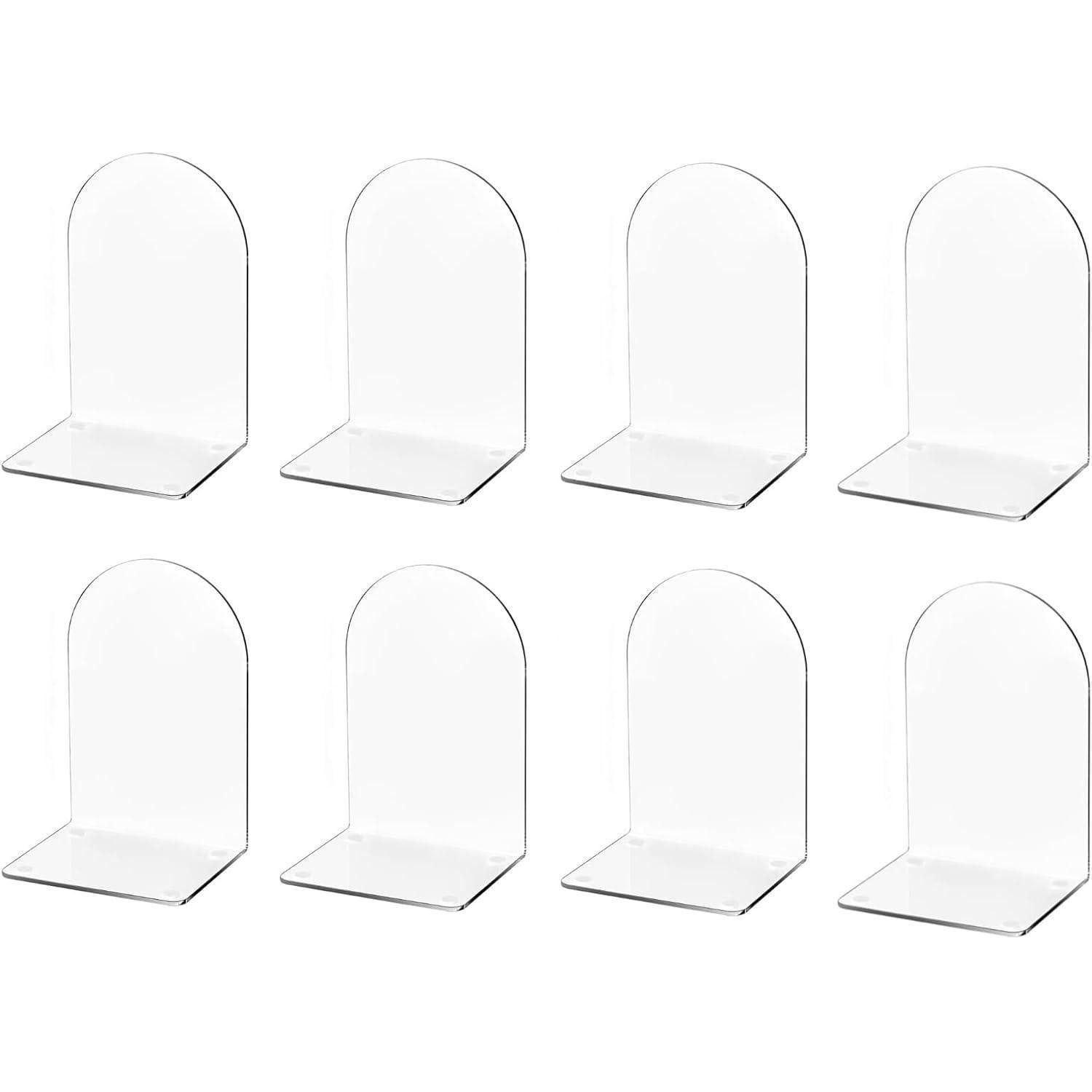 LuxusKollektion Buchstütze Buchstützen Acryl transparent 8 Stück rutschfest Regal Büro Clear 8