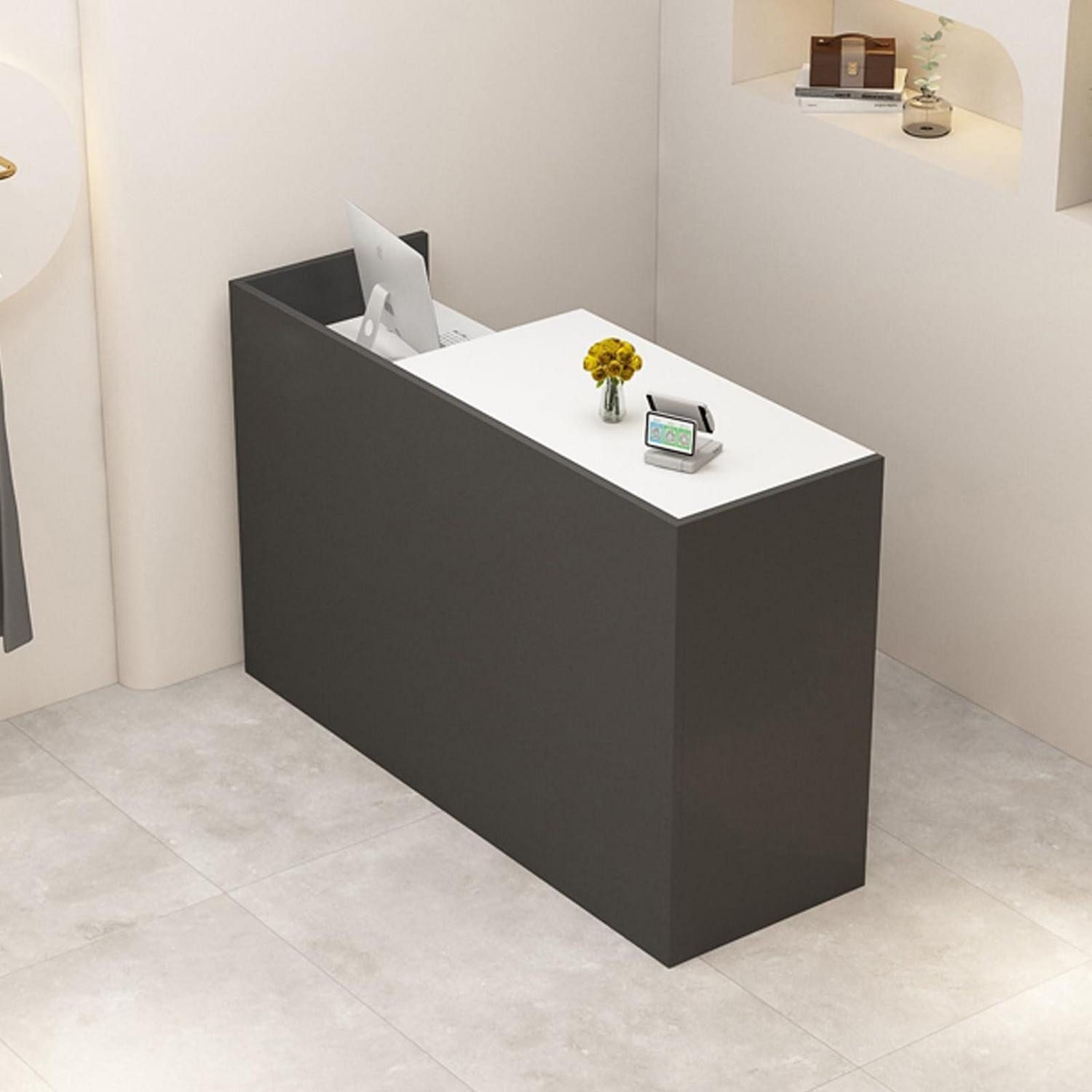 LuxusKollektion Empfangstheke Empfangstheke Grau + Weiß 100 x 50 x 100 cm (linke Plattform)