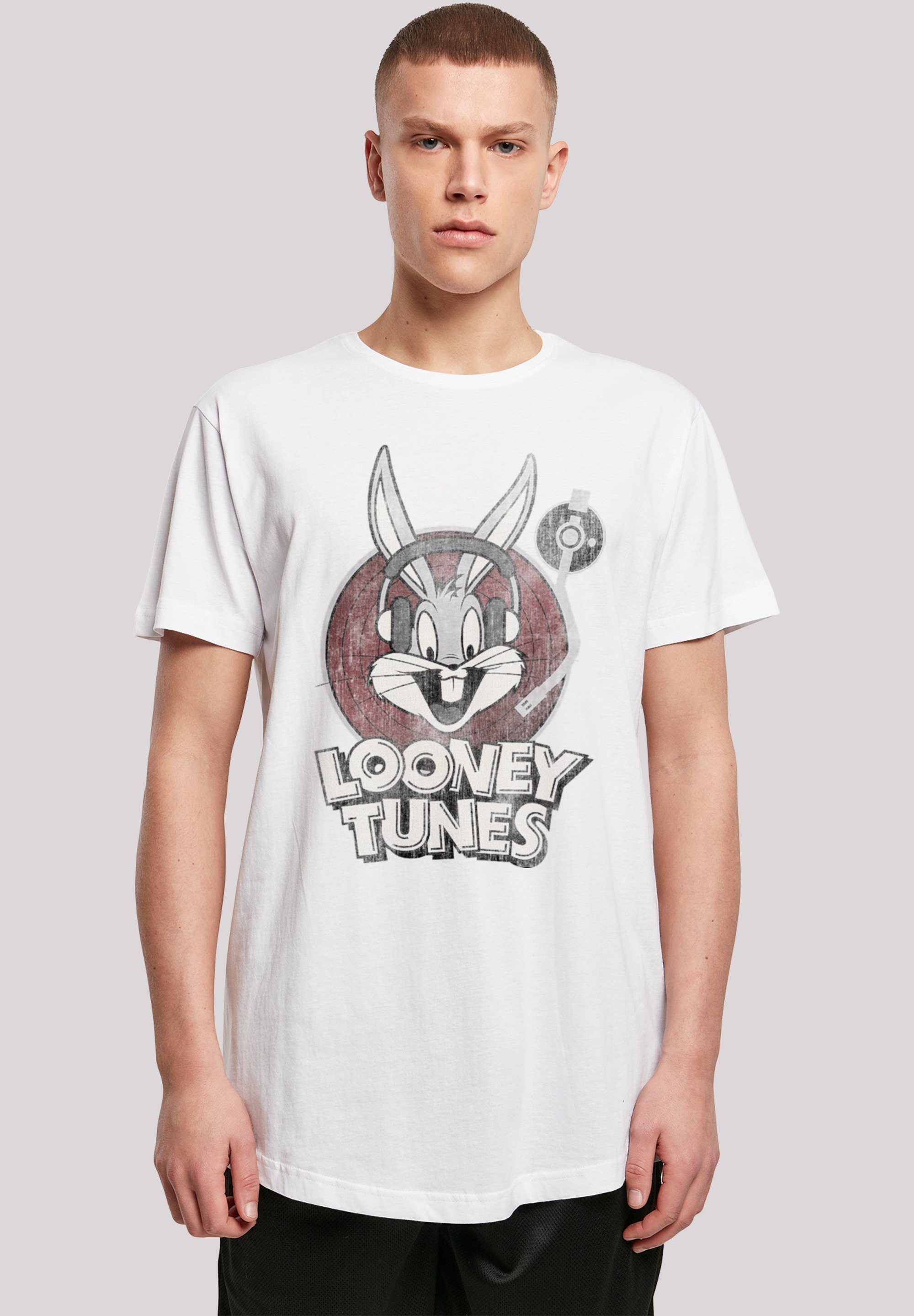 white Tunes Shaped Long F4NT4STIC Kurzarmshirt with Bunny Bugs Herren Tee Looney (1-tlg)