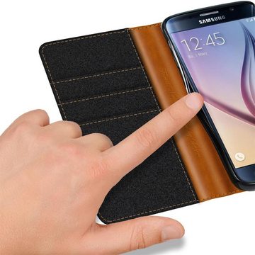 CoolGadget Handyhülle Denim Schutzhülle Flip Case für Samsung Galaxy S6 Edge 5,1 Zoll, Book Cover Handy Tasche Hülle für Samsung S6 Edge Klapphülle