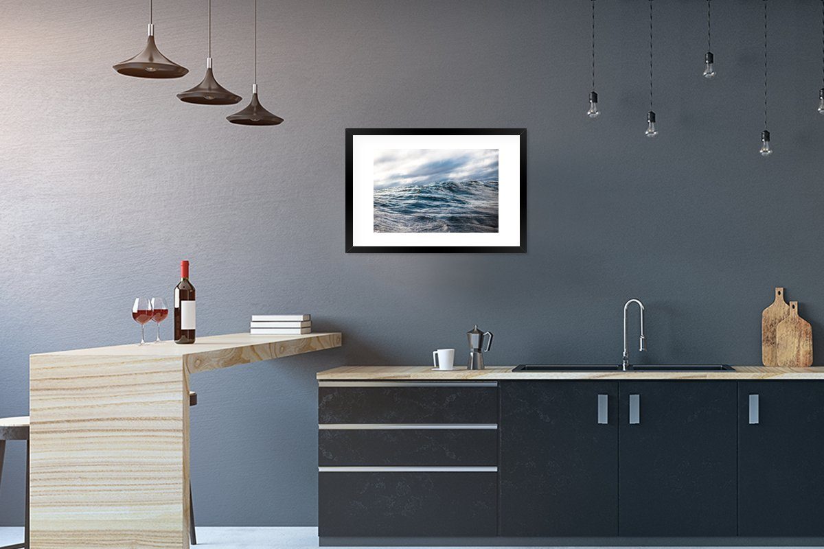 MuchoWow Poster Meer - Golf - Norwegen, (1 St), mit Rahmen, Kunstdruck, Gerahmtes Poster, Schwarzem Bilderrahmen