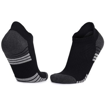 KIKI ABS-Socken 6 Paar Sneaker Socken Sportsocken Gepolsterte Laufsocken Schwarz