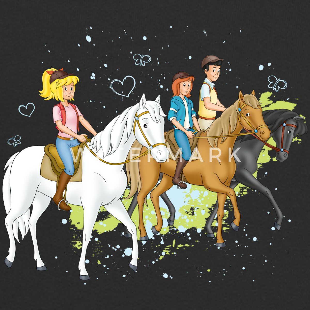 Spreadshirt Hoodie Bibi Und Tina Ausritt Mit Alexander Falkenstein Kinder Kontrast-Hoodie (1-tlg)