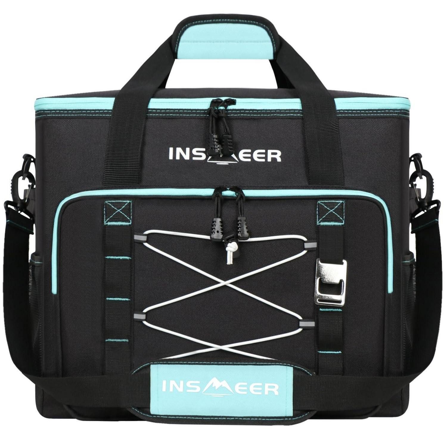 LuxusKollektion Kühltasche Kühltasche 55L Faltbar Auslaufsicher Flaschenöffner XXL Schwarz