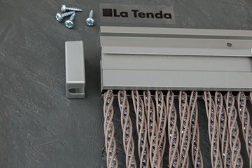 La Tenda Insektenschutz-Vorhang La Tenda LUCCA 2 XL Streifenvorhang grau, 120 x 230 cm, PVC - Länge und Breite individuell kürzbar