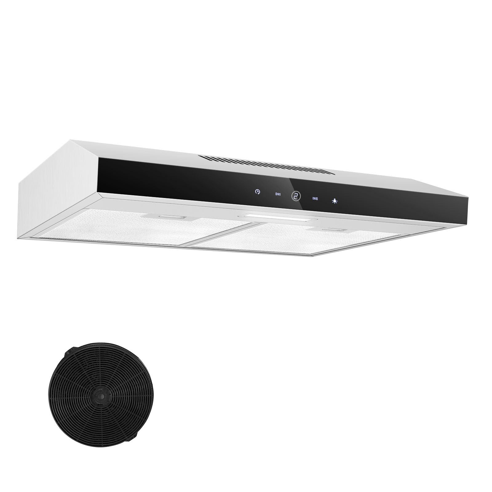 Kopffreihaube Dunstabzugshaube 60cm Unterbau für Umluft oder Abluft, 201 m³/h