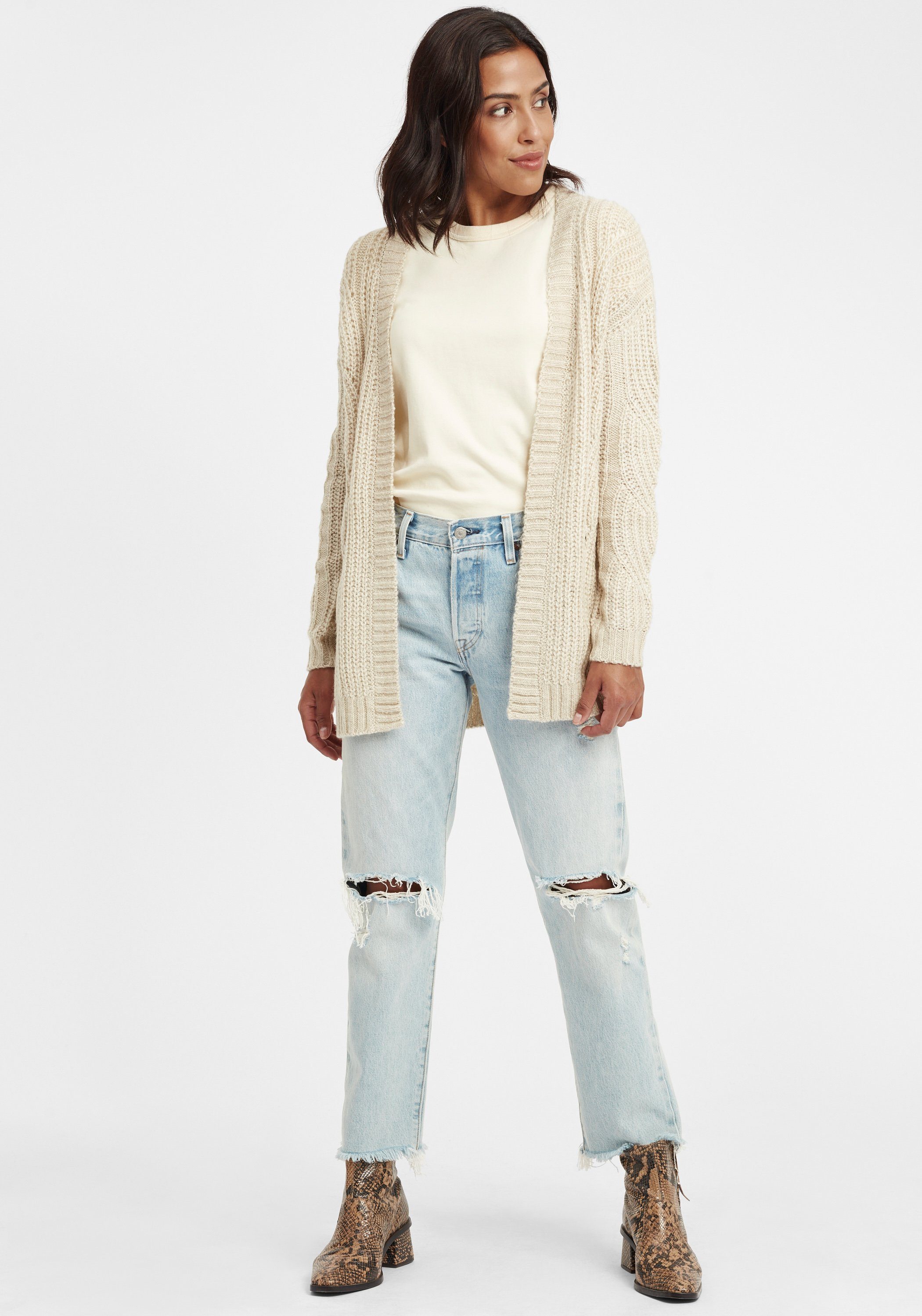 OXMO Strickjacke OXClea Cardigan in Ajour-Strickmuster günstig online kaufen