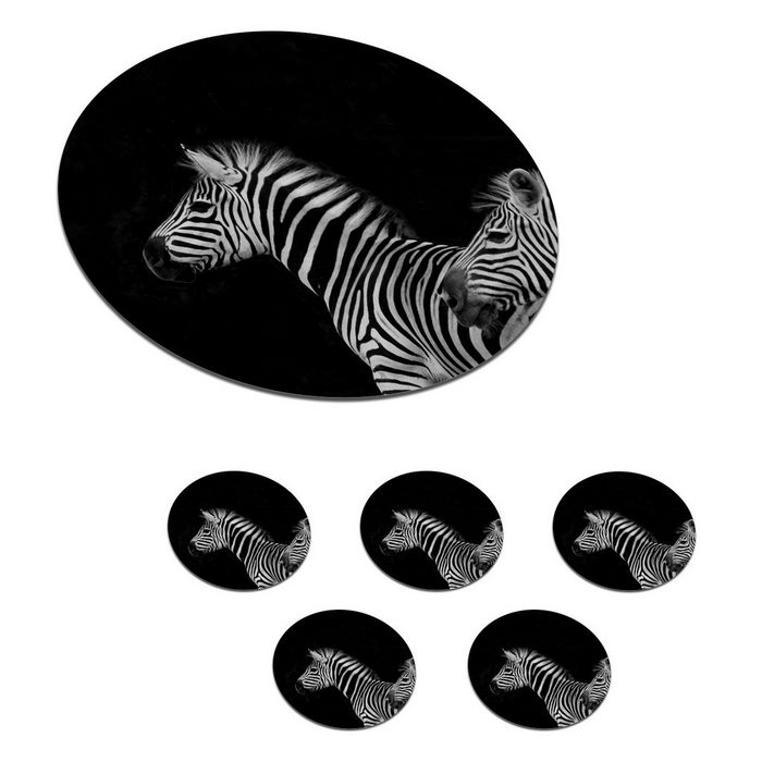 MuchoWow Glasuntersetzer Zebra - Weiß - Tiere - Schwarz Zubehör für Gläser 6-tlg. Getränkeuntersetzer Tassenuntersetzer Korkuntersetzer Tasse Becher