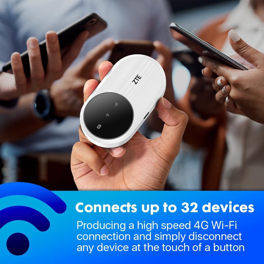 ZTE Modem U10 Mobiler 4G WiFi CAT4 Hotspot 287 Mbps für bis zu 32 Geräte - weiss