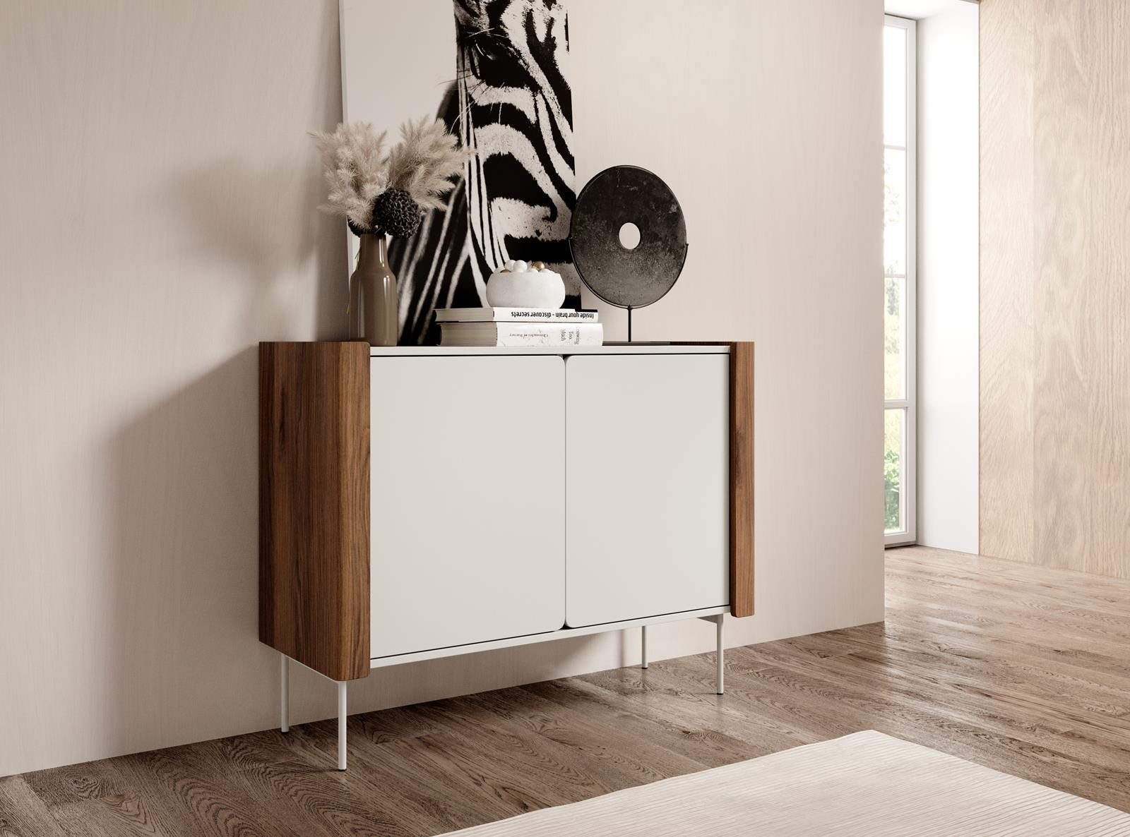 Compleo Kommode Schmale Kommode in Kaschmir/Warmia Nussbaum, Kaschmirbeinen SUZ