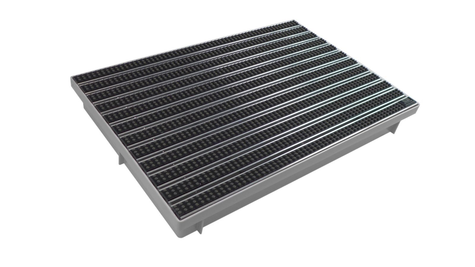 Emco Fußmatte Eingangsmatte DIPLOMAT + Bodenwanne, Bürsten Grau, rechteckig, Höhe: 75 mm, Größe: 600x400 mm, für Innen- und Außenbereich