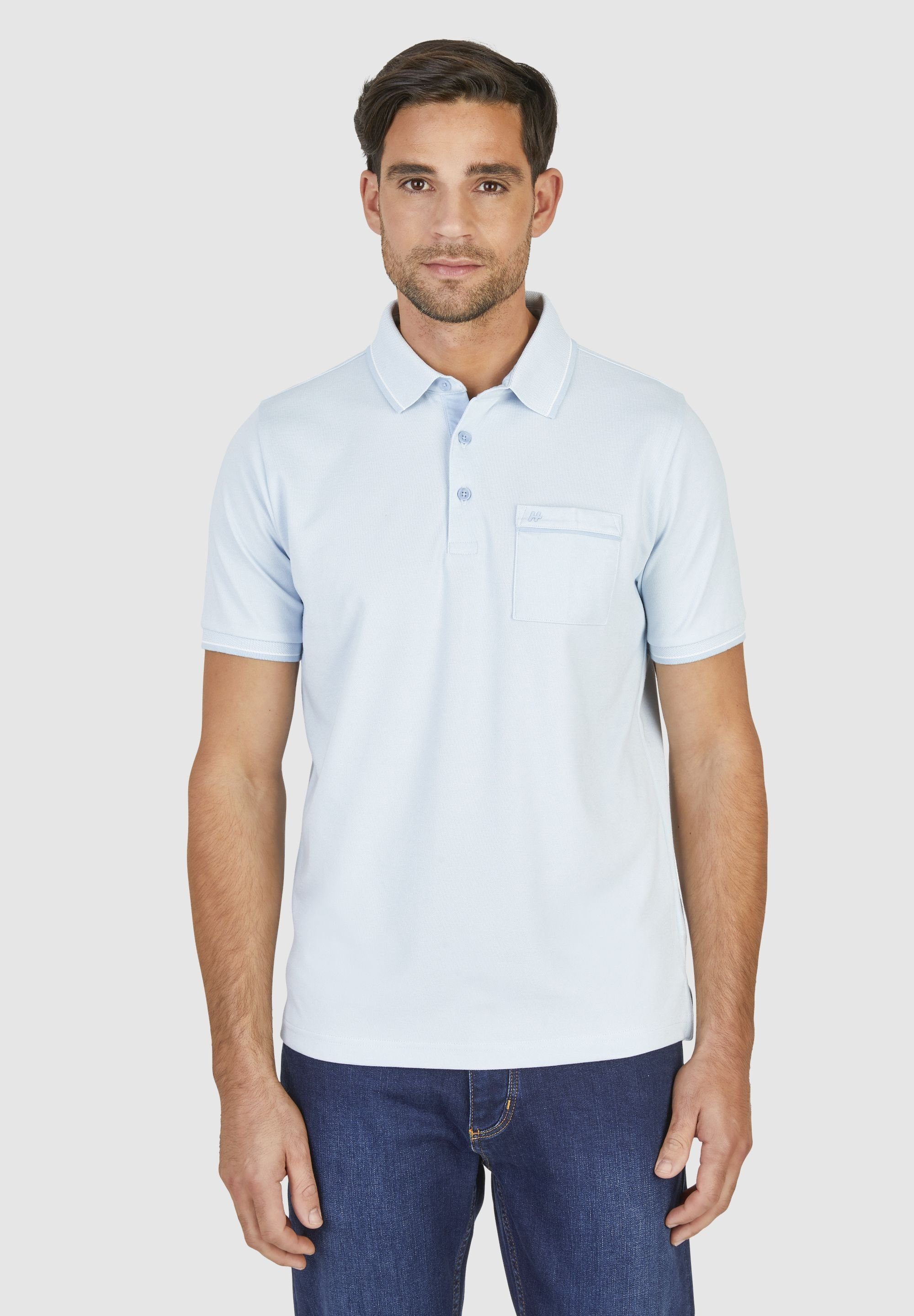 HECHTER PARIS Poloshirt mit Piqué-Struktur sky blue