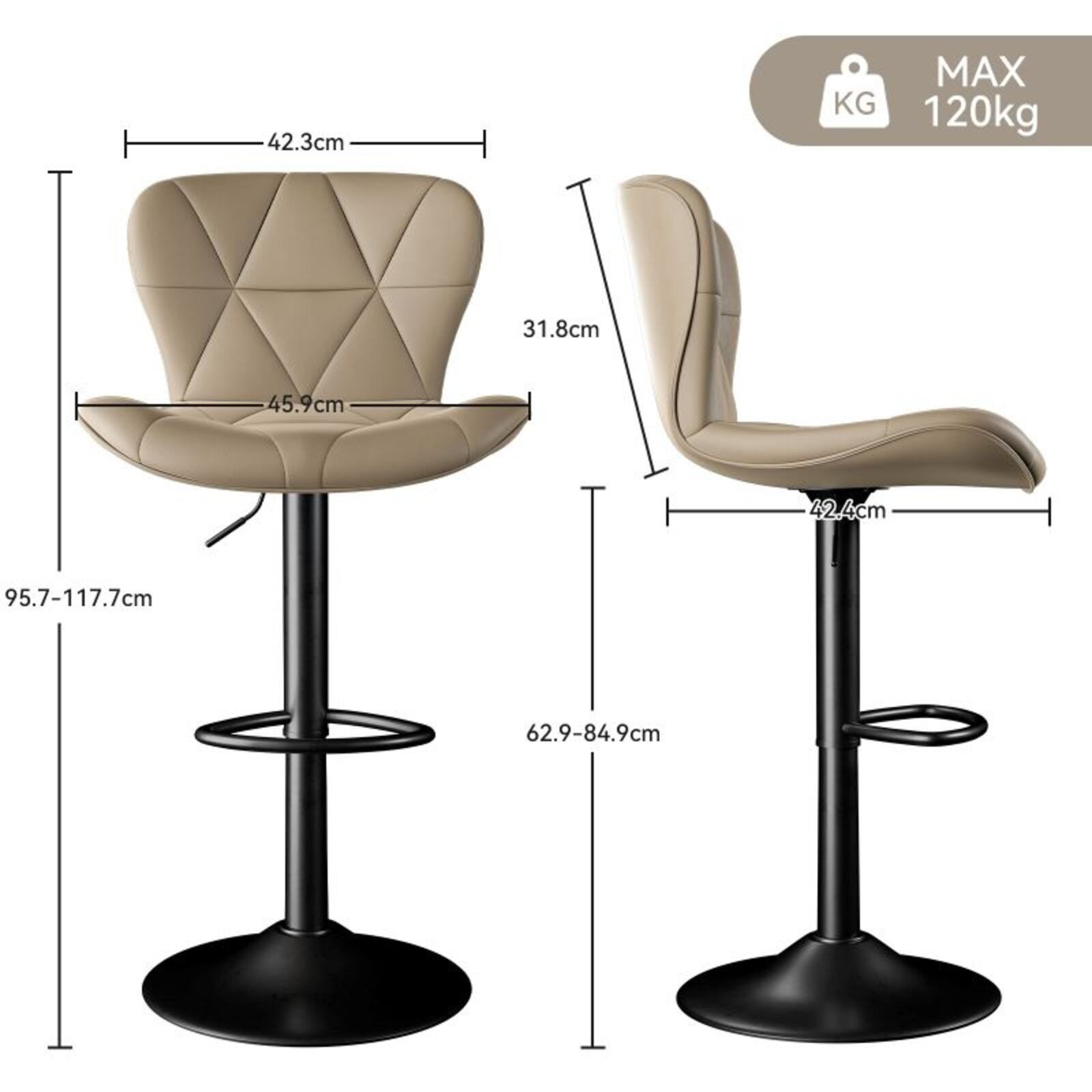 HawthyHome Barhocker Barstuhl, Höhenverstellbar mit Rückenlehne, 360° Drehb günstig online kaufen