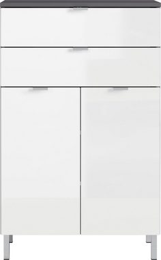 möbelando Kommode 415 (BxHxT: 60x97x34 cm), in anthrazit, weiss mit 2 Schubladen und 2 Türen