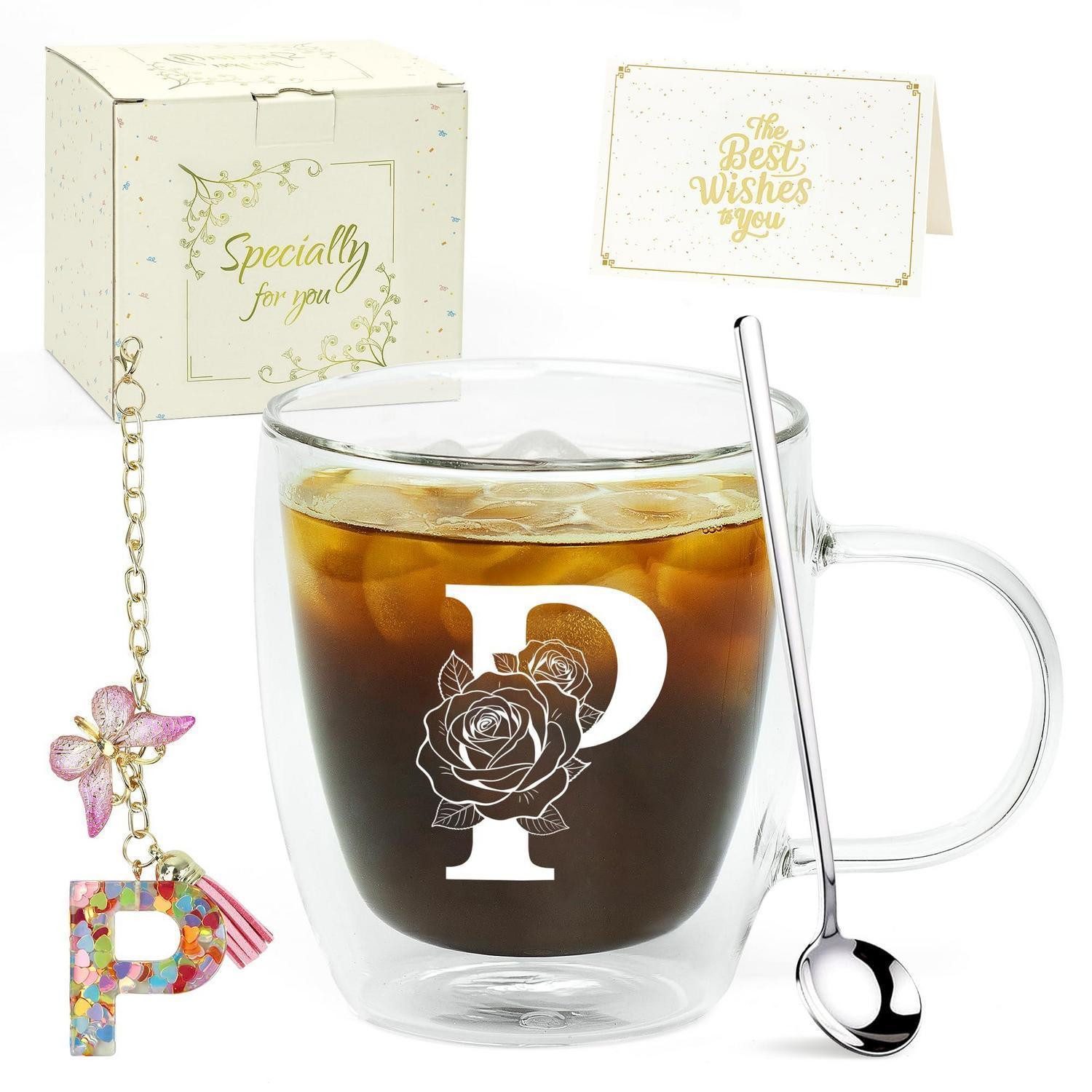 LuxusKollektion Latte-Macchiato-Glas Latte Macchiato Glas personalisiert mit 26 Initialen, Glas