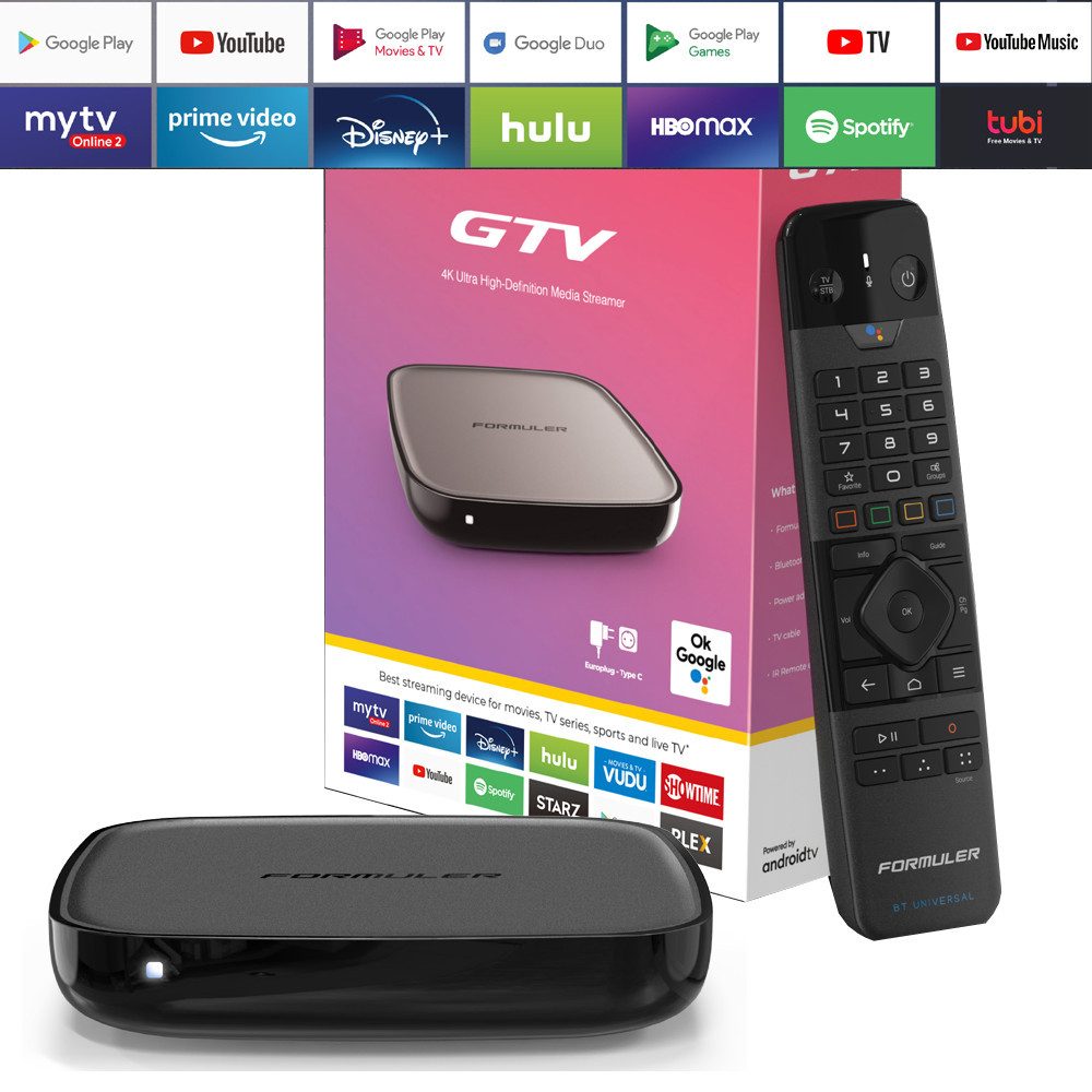 GTV 4K UHD IPTV Android 9 Player 2GB RAM 16GB Flash Gigabit 5GHz Wlan Netzwerk-Receiver