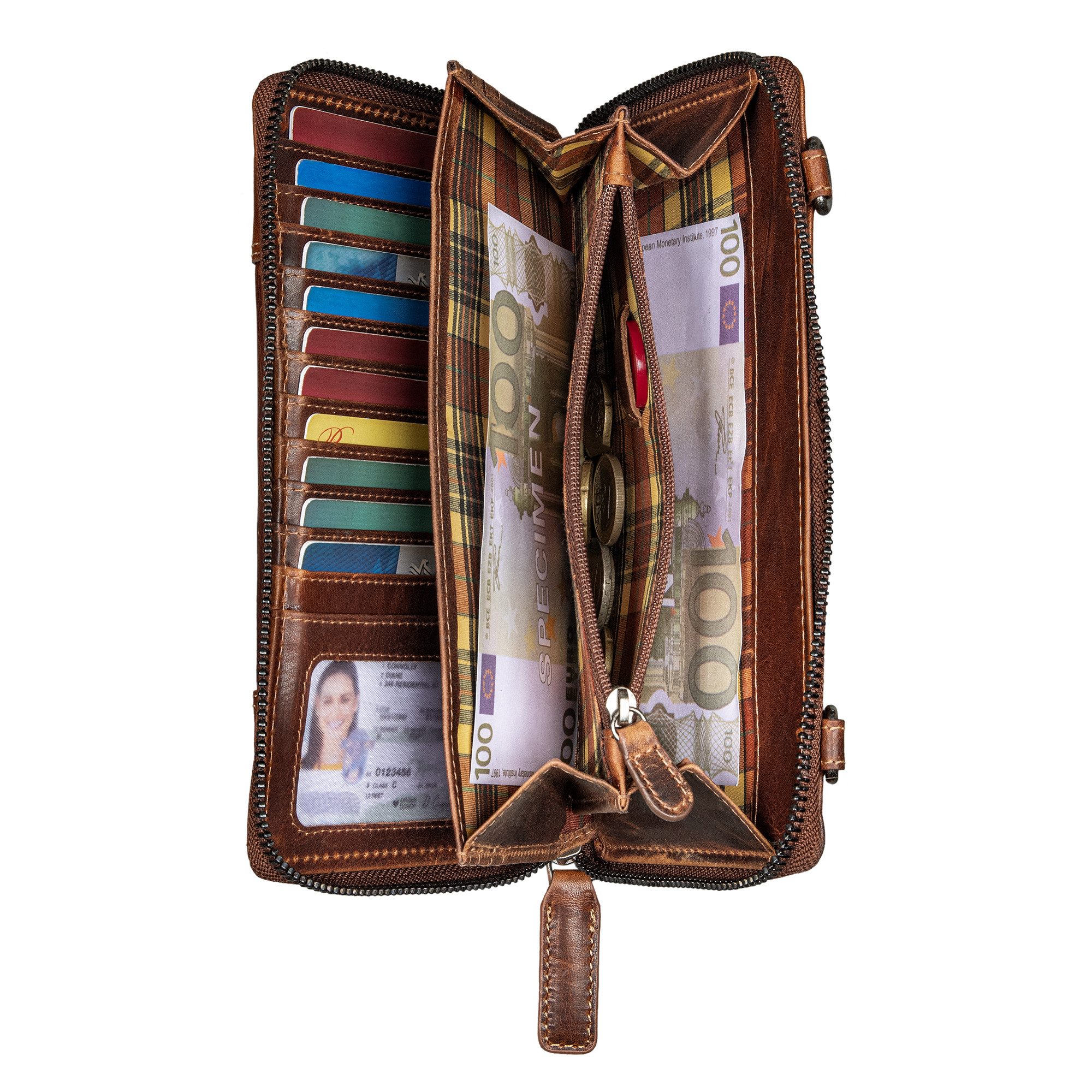 STILORD Handtasche "Marigold" 3-in-1 Echtleder Geldbörse Handytasche Umhängetasche Damen