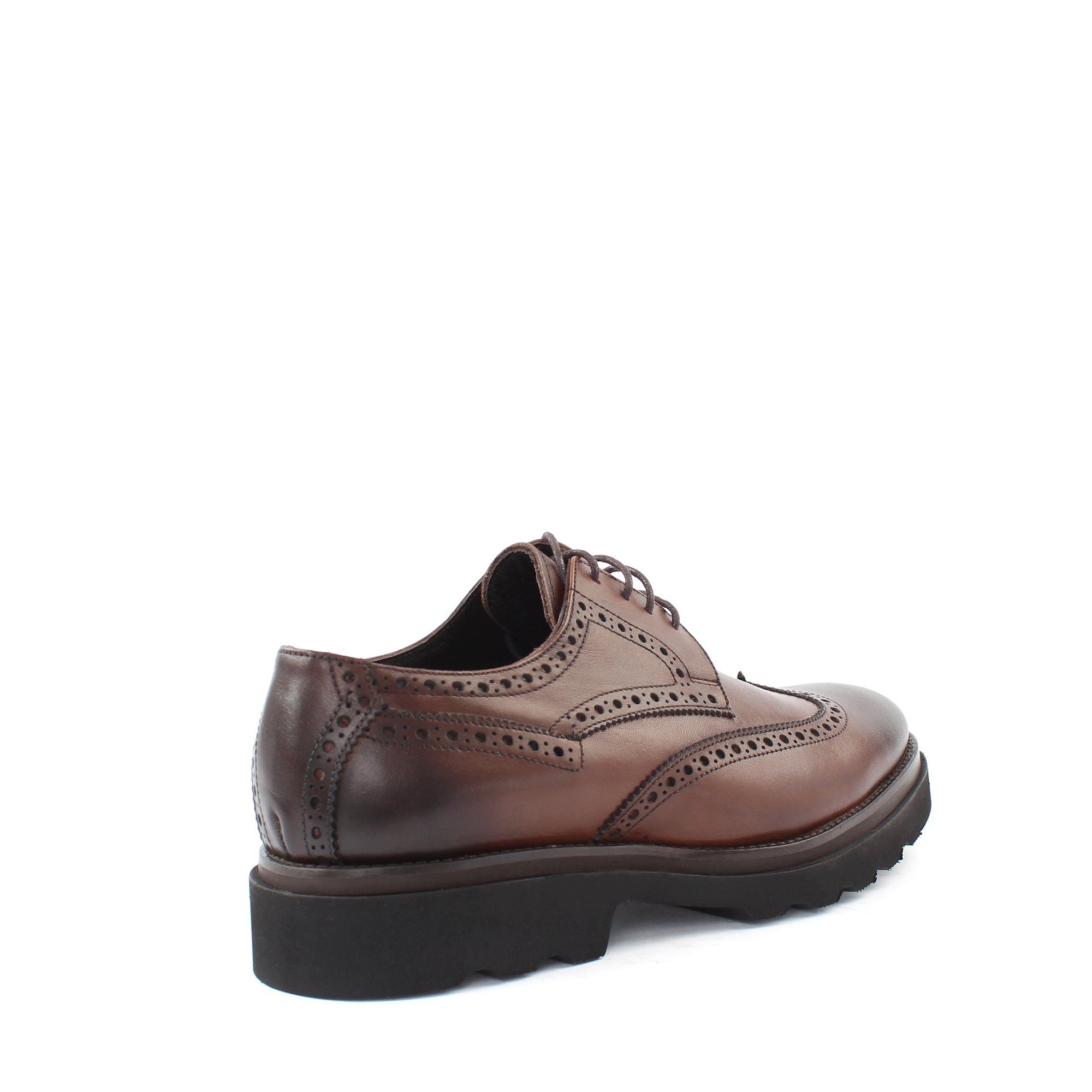 Celal Gültekin Brogue Schnürschuhe Blockabsatz Glattleder Perforierung Casual Herren Schnürschuh Glattleder, Brogue-Perforierung, Plateau-EVA-Sohle, Braun, 44 – Bild 5 von 5