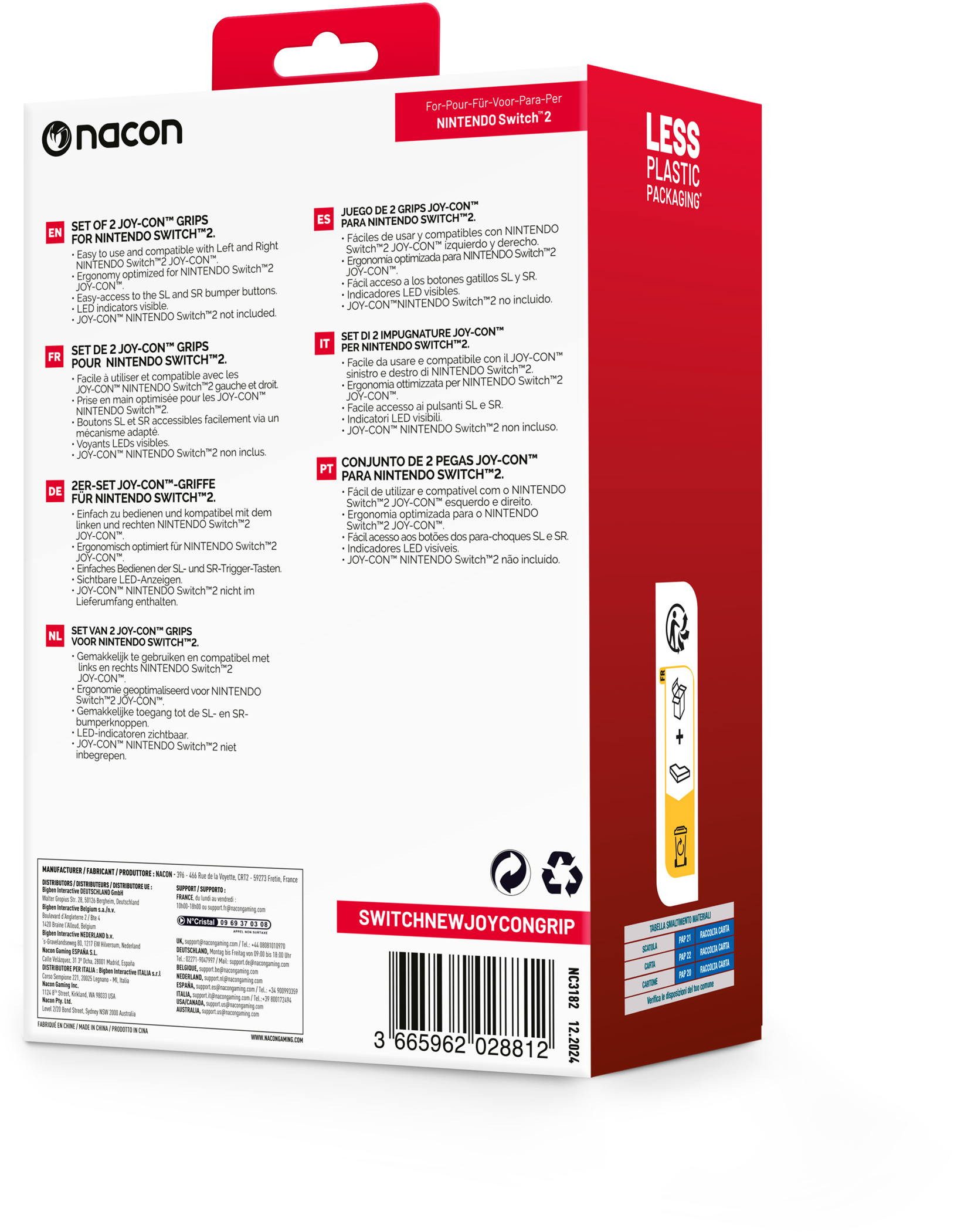 nacon für Nintendo Switch 2 Joy-Con Grip Duo Pack 2er Set blau rot NA028812 Zubehör Nintendo