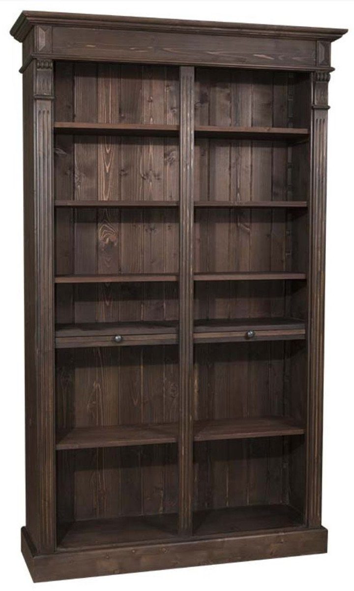 Casa Padrino Stauraumschrank Landhausstil Bücherschrank Dunkelbraun 119 x 39 x H. 197 cm - Landhausstil Wohnzimmer Regalschrank