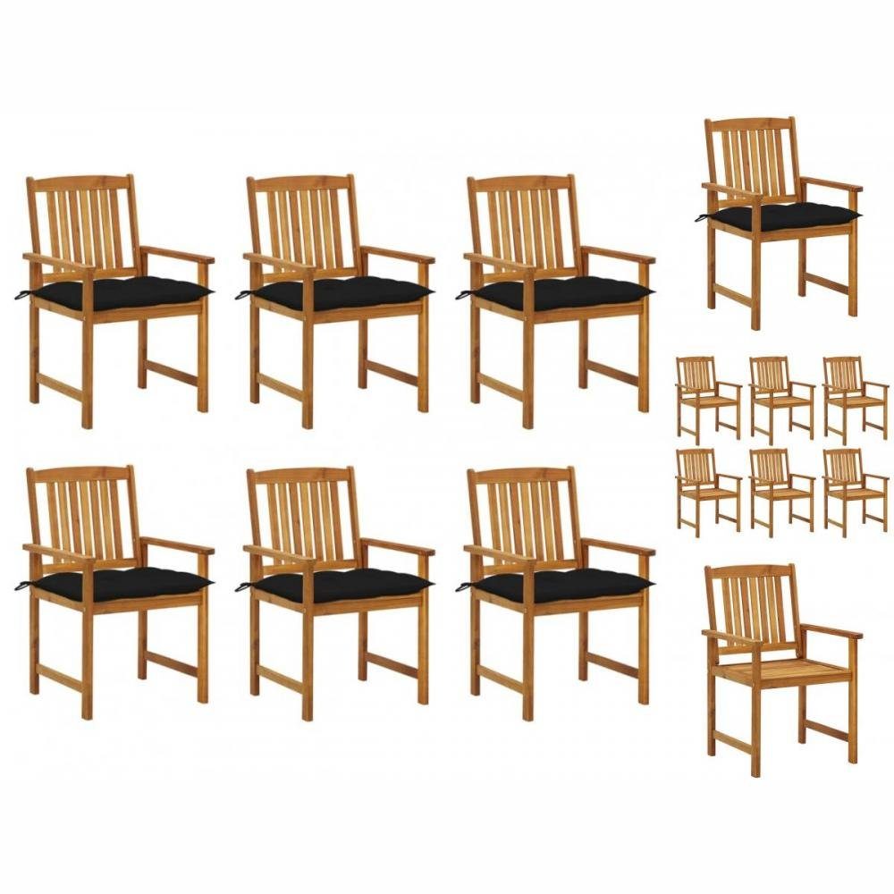 vidaXL Gartenstuhl Gartenstühle mit Stk Arm 6 Holz Sessel Massivholz Akazie Garten Kissen