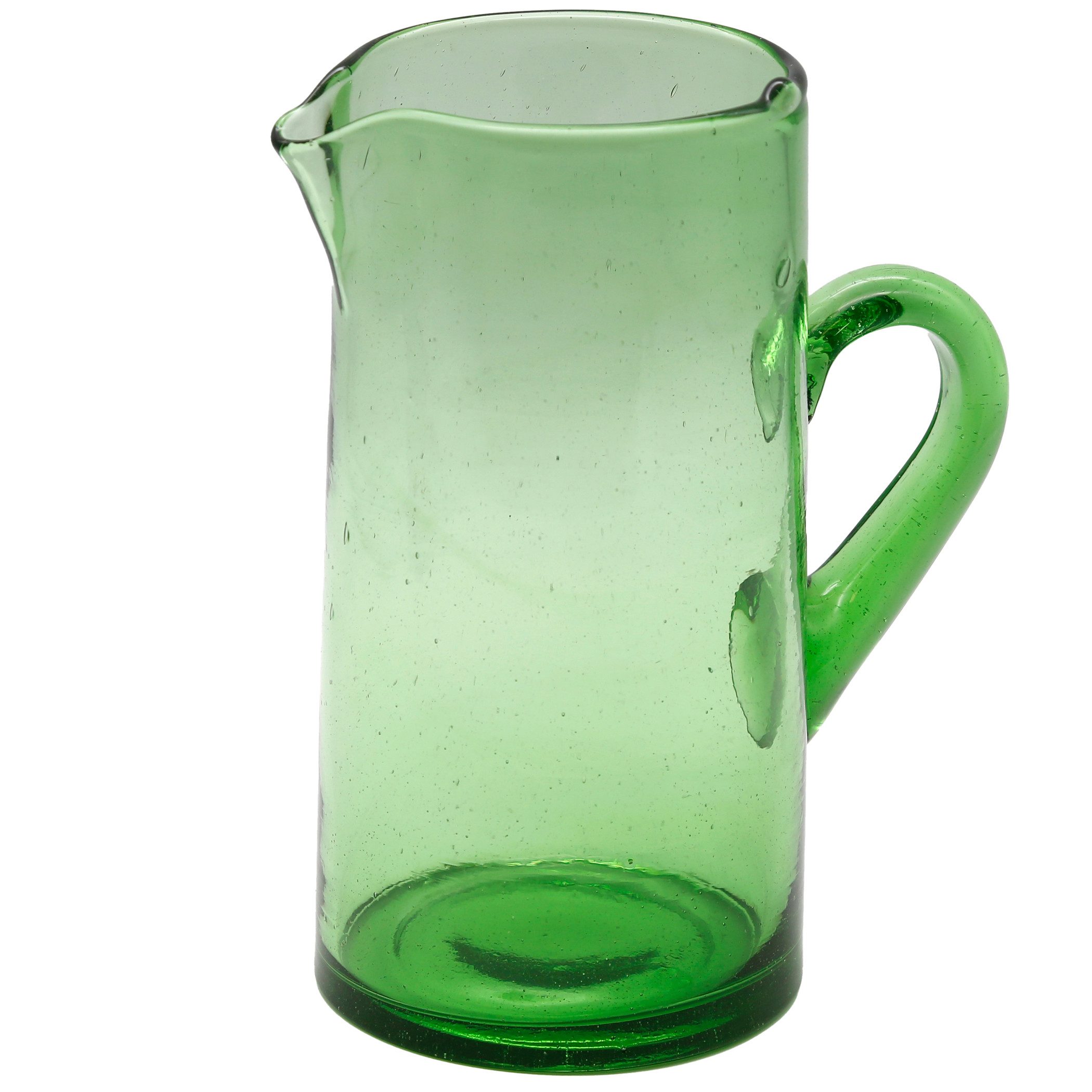 Casa Moro Karaffe Mundgeblasene Glaskaraffe 1 Liter Wasserkaraffe mit Henkel Grün, Mundgeblasene aus aufbereitetem Glas, mit Lufteinschlüssen