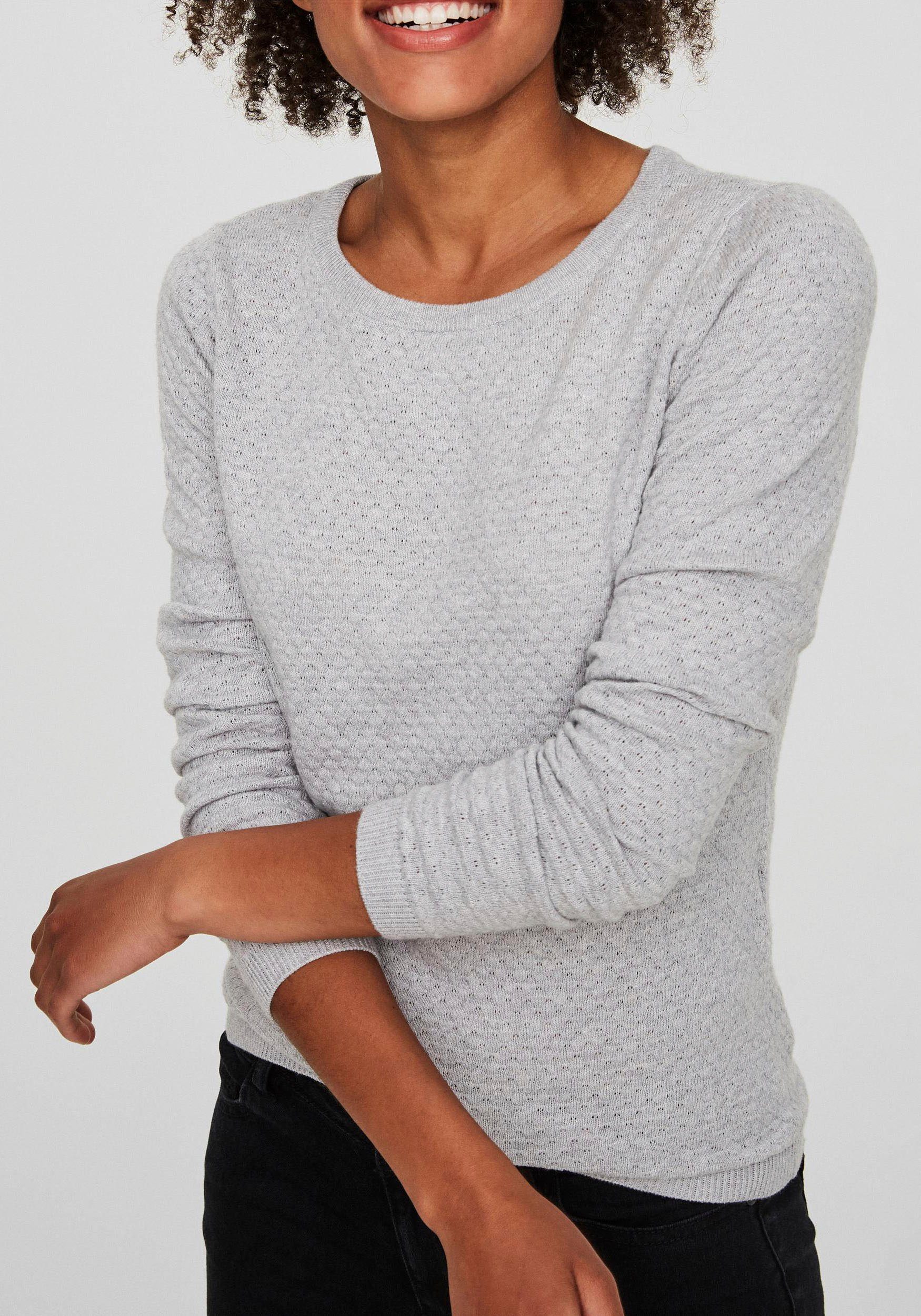 Vero Moda Rundhalspullover VMCARE STRUCTURE LS O-NECK BLOUSE aus Bio-Baumwo günstig online kaufen