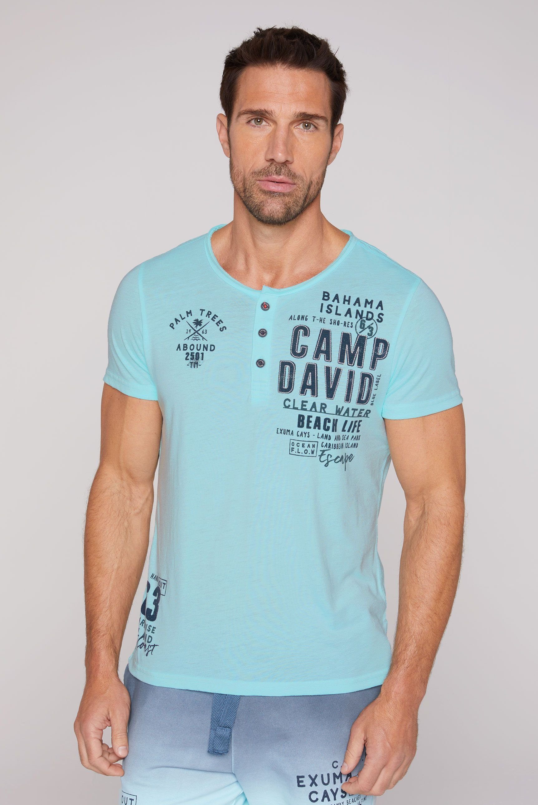 CAMP DAVID T-Shirt mit Kontrastnähten cool mint