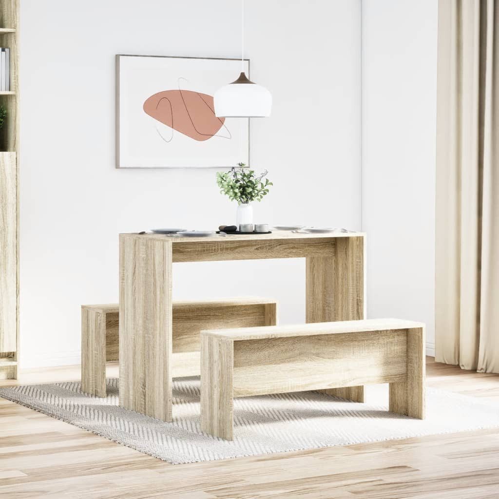 vidaXL Essgruppe 3-tlg. Esstisch und Bank Set Sonoma-Eiche Holzwerkstoff, (1-tlg) – Bild 3 von 5