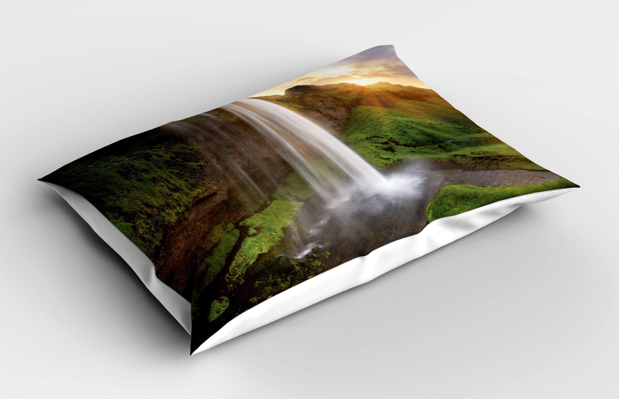 Island Wasserfälle (1 Queen Stück), Size Gedruckter Seljalandsfoss Kissenbezüge Kopfkissenbezug, Abakuhaus Dekorativer