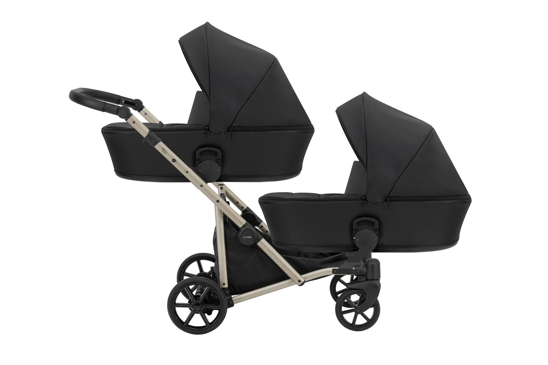 KUNERT Zwillings-Kombikinderwagen BRAV DUO 2in1 Öko-Leder Doppelkinderwagen - Flexibel und Kompakt, 12 Konfigurationen, kompakt zusammenklappbar, große Ablagefächer