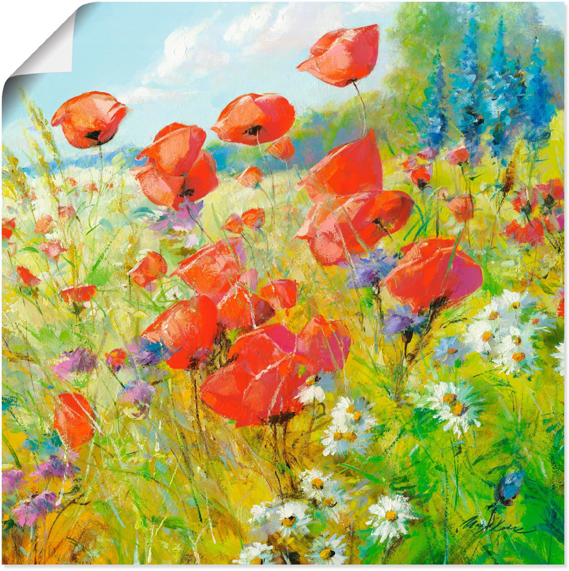 Artland Wandbild Sommerwiese mit Mohnblumen, Blumenwiese (1 St), als Alubild, Leinwandbild, Wandaufkleber oder Poster in versch. Größen