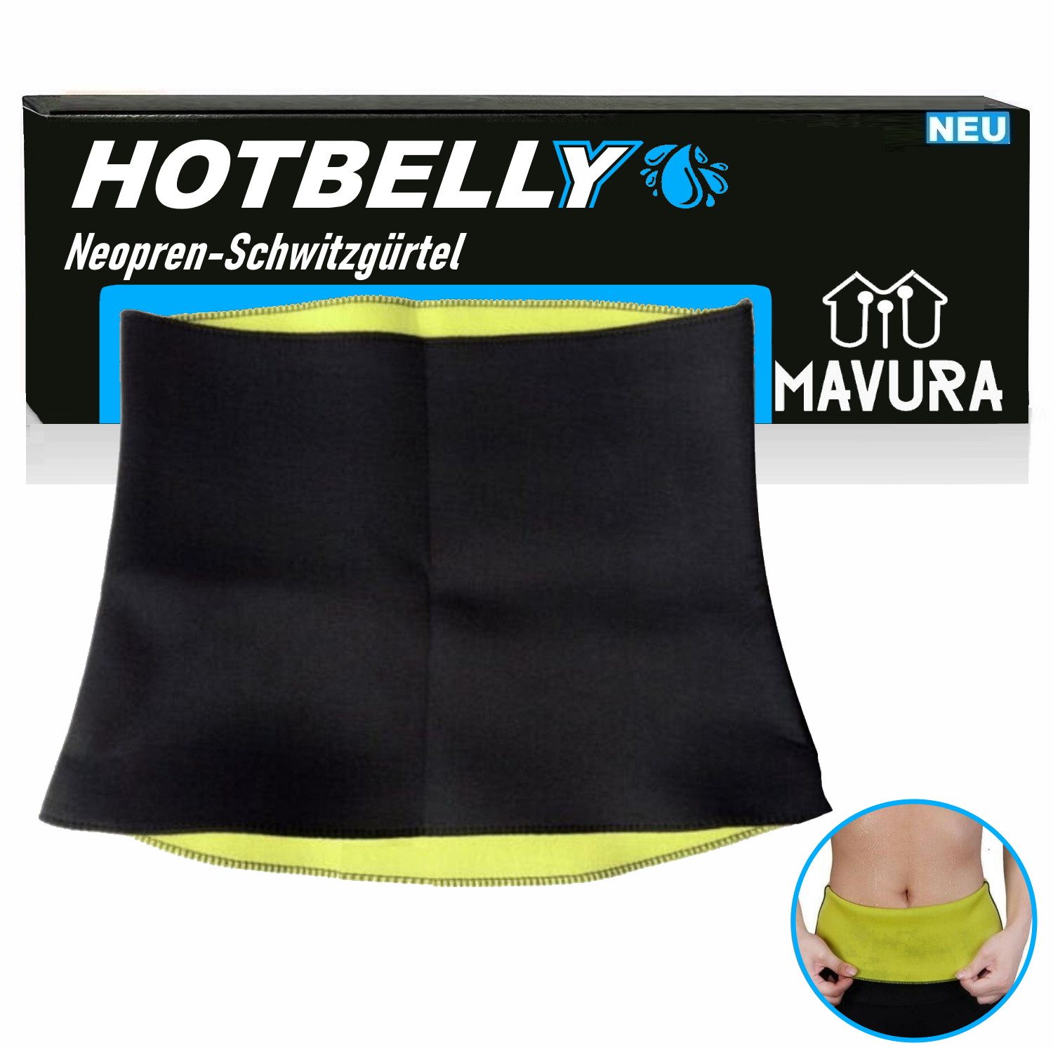 MAVURA Bauchweggürtel HOTBELLY Neopren Bauchweggürtel Bauchweg-Gürtel Hot Belt Abnehmen (Fitness Gürtel Saunagürtel Fitnessgürtel Bauchtrainer) Bauchgürtel Schwitzgürtel Neopren Gürtel