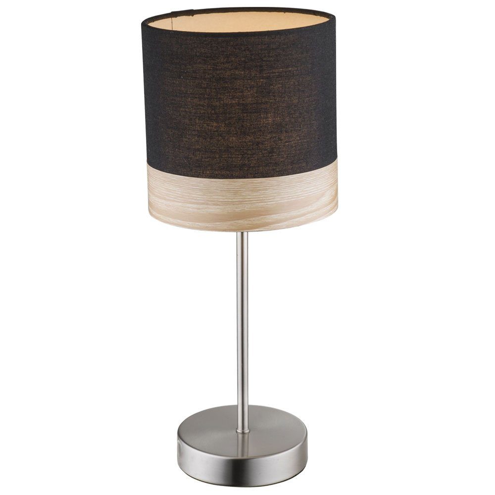 Tisch Set- Lampe Holz schwarz im Nacht Warmweiß, inklusive, Tischleuchte, LED Leuchte Leuchtmittel etc-shop Steh braun Textil Licht