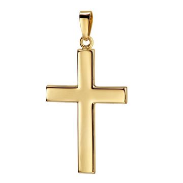 JEVELION Kreuzkette großer Kreuzanhänger 750 Gold - Made in Germany (Goldkreuz, für Damen und Herren), Mit Kette vergoldet- Länge wählbar 36 - 70 cm oder ohne Kette.