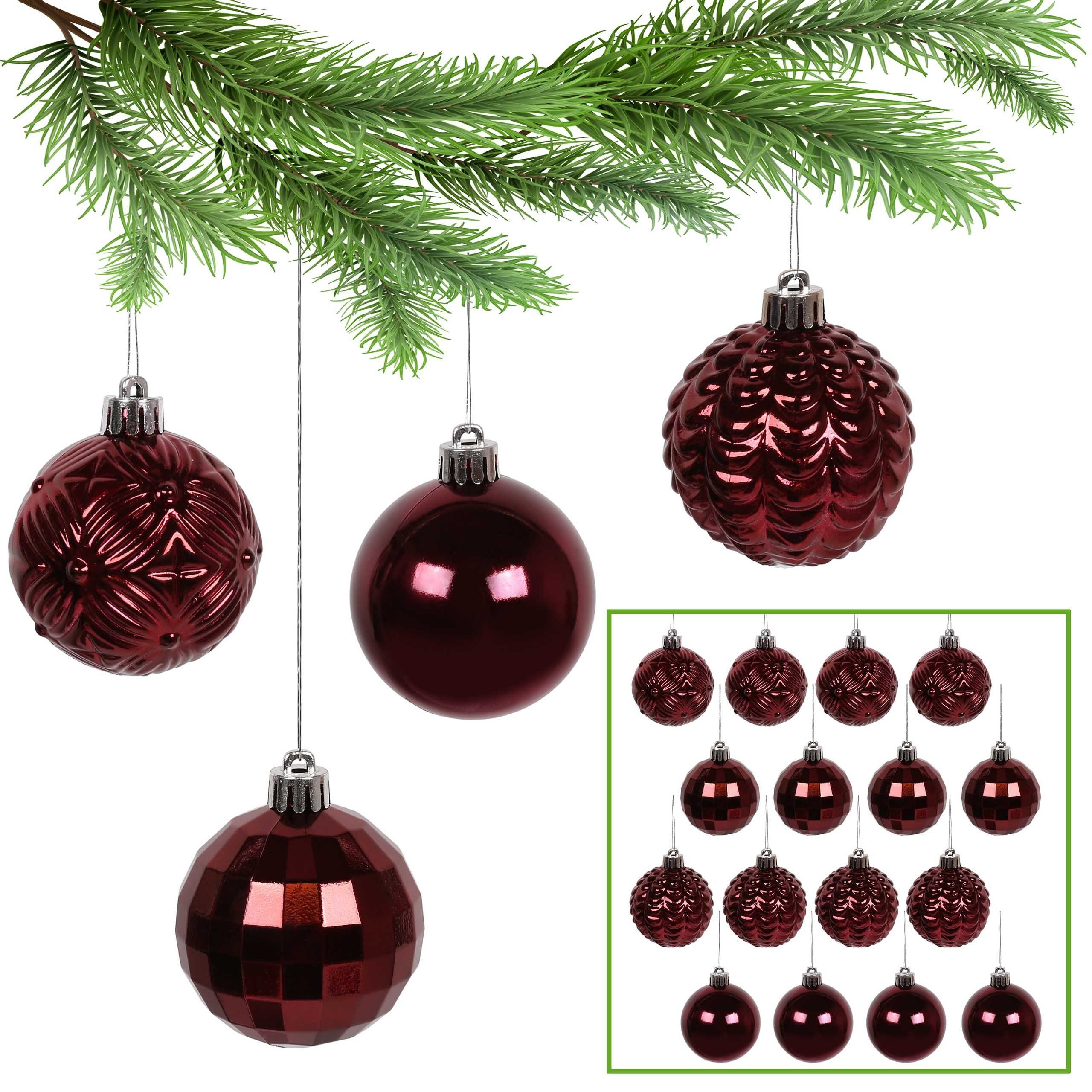 Stück Kugelset, Christbaumkugeln, Dunkelrote 6cm, Sarcia.eu 16 Christbaumschmuck Weihnachtsbaumkugel