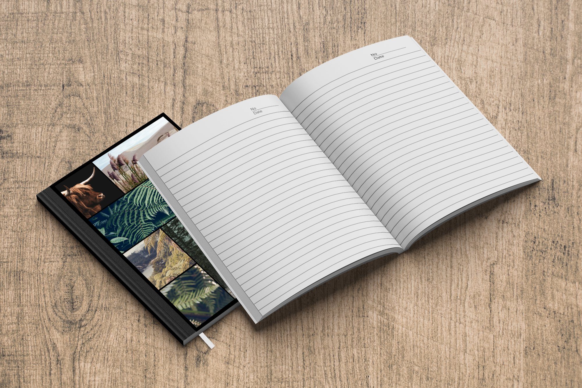Merkzettel, Haushaltsbuch Natur, A5, Tagebuch, Notizheft, Seiten, Highlander - Pflanzen Journal, Collage - MuchoWow 98 - Schottische Notizbuch