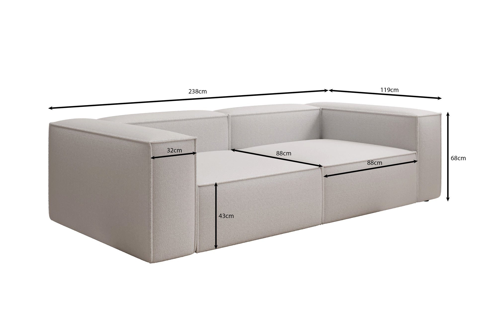 Luxusbetten24 Sofa Designer Sofa Lesley 3 Sitzer, in Bouclé – Bild 4 von 4