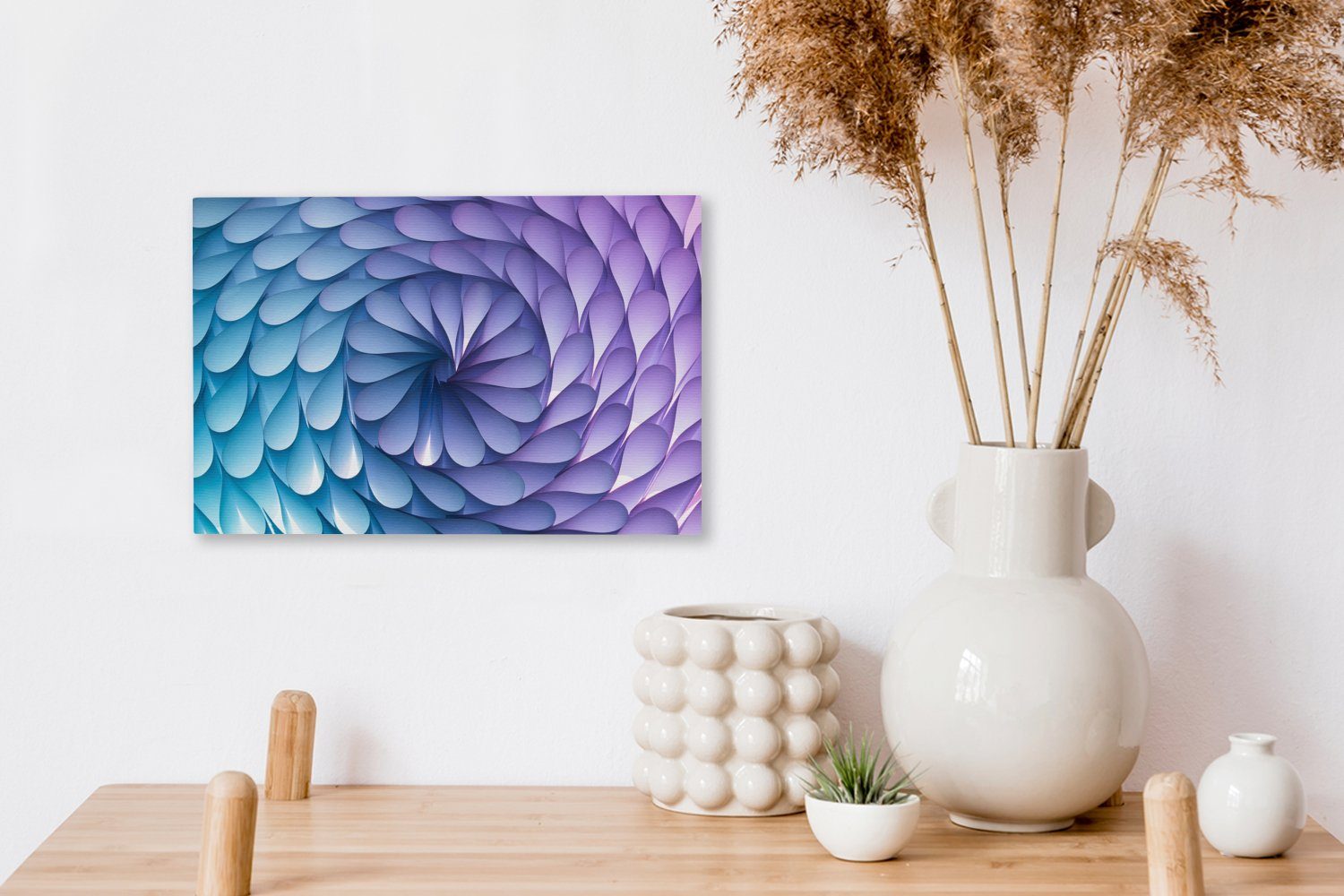 OneMillionCanvasses® Leinwandbild Violette Geometrie Leinwandbilder, einer Spirale, Aufhängefertig, St), Form cm in (1 Wanddeko, 30x20 Wandbild