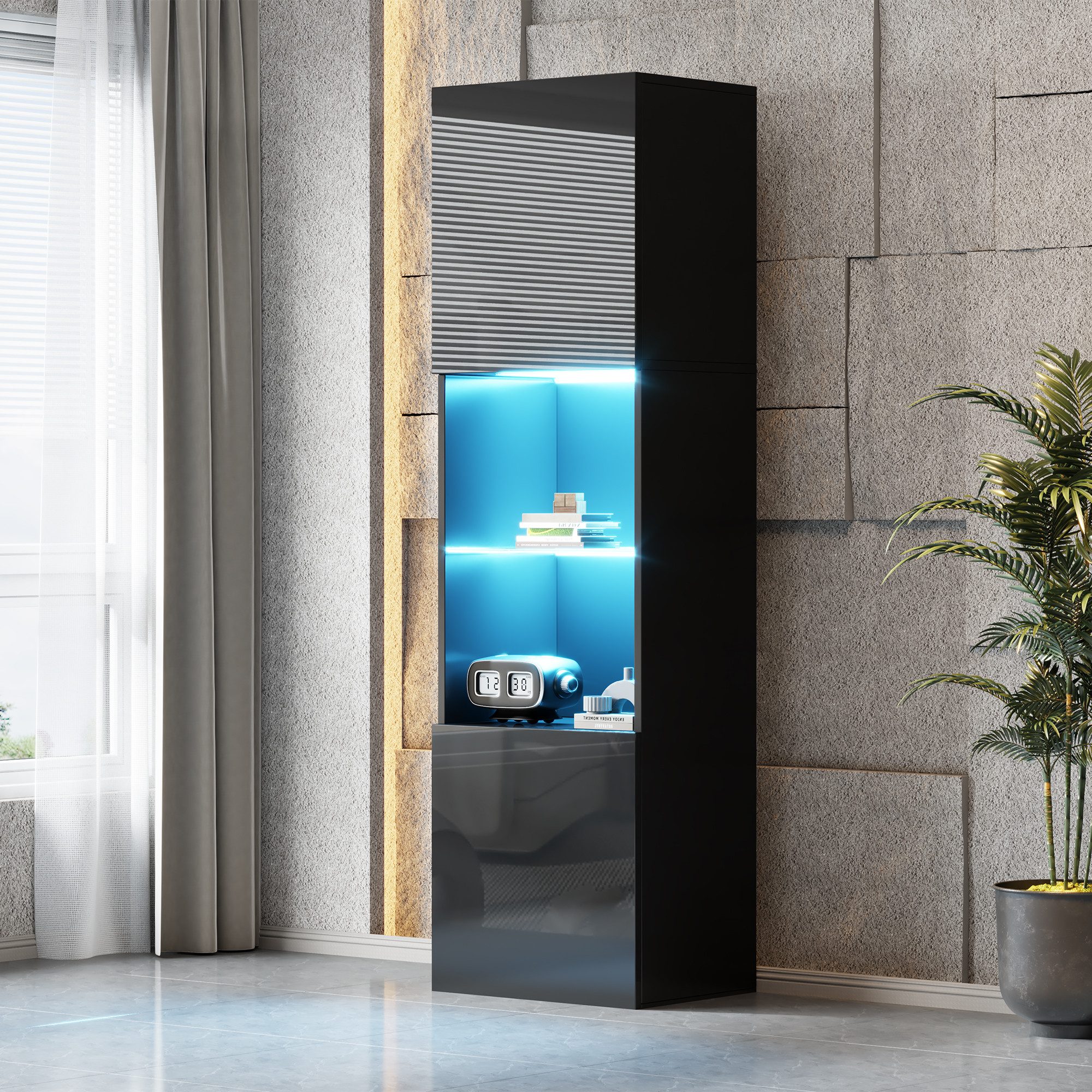 REDOM Vitrine Moderner Vitrinenschrank in Weiß günstig online kaufen