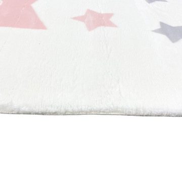Kinderteppich Teppich flauschig Kinderzimmer Sterne pflegeleicht in weiß, Carpetia, rechteckig