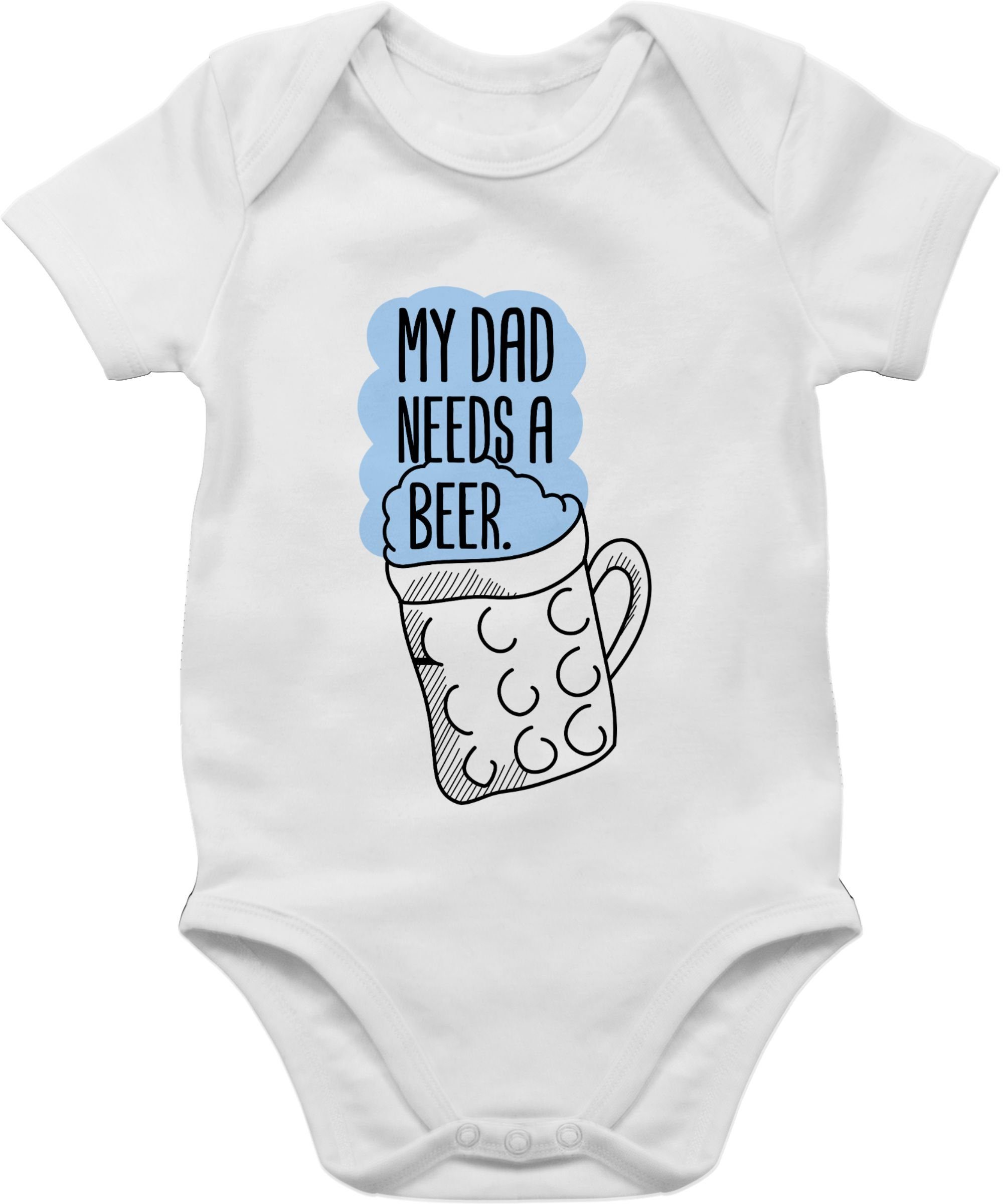 Shirtracer Shirtbody My dad needs a beer Mode für Oktoberfest Baby Outfit 1 Weiß